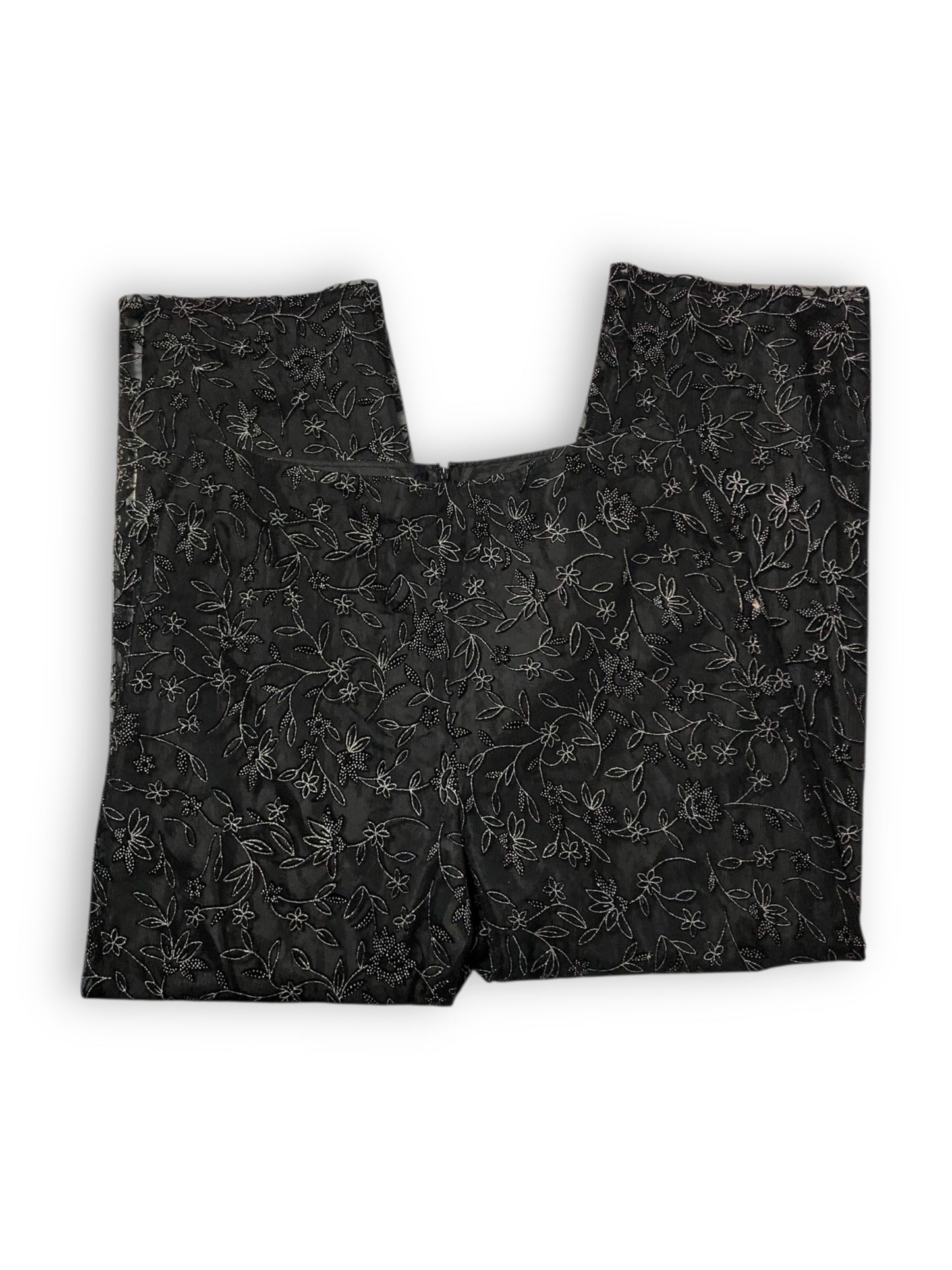 90’s/Y2K Ronni Nicole by Ouida Black Glittery Floral Pants (XL)