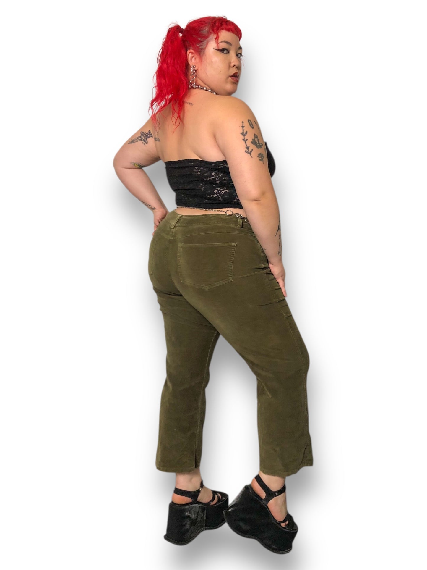 90’s/Y2K New Frontier Olive Green Corduroy Pants (XL)