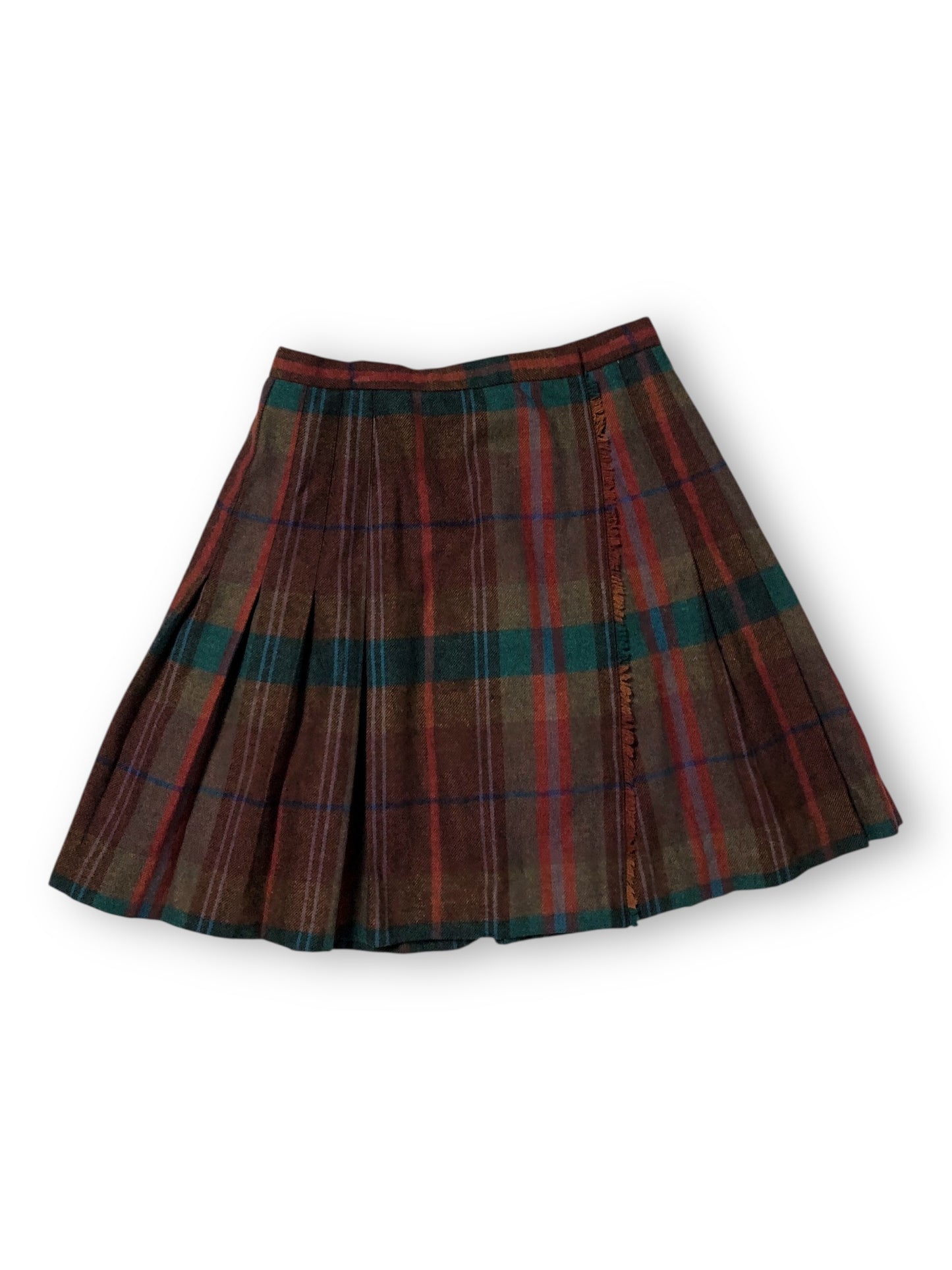 80’s Evan-Picone Red Plaid Pleated Skirt (S)