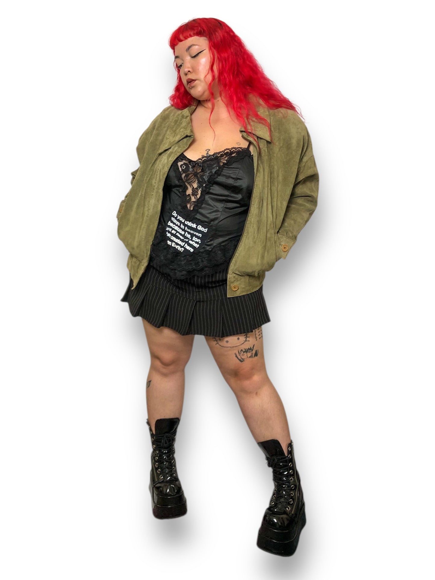 80’s Starting Point Olive Green Leather Jacket (L/XL)