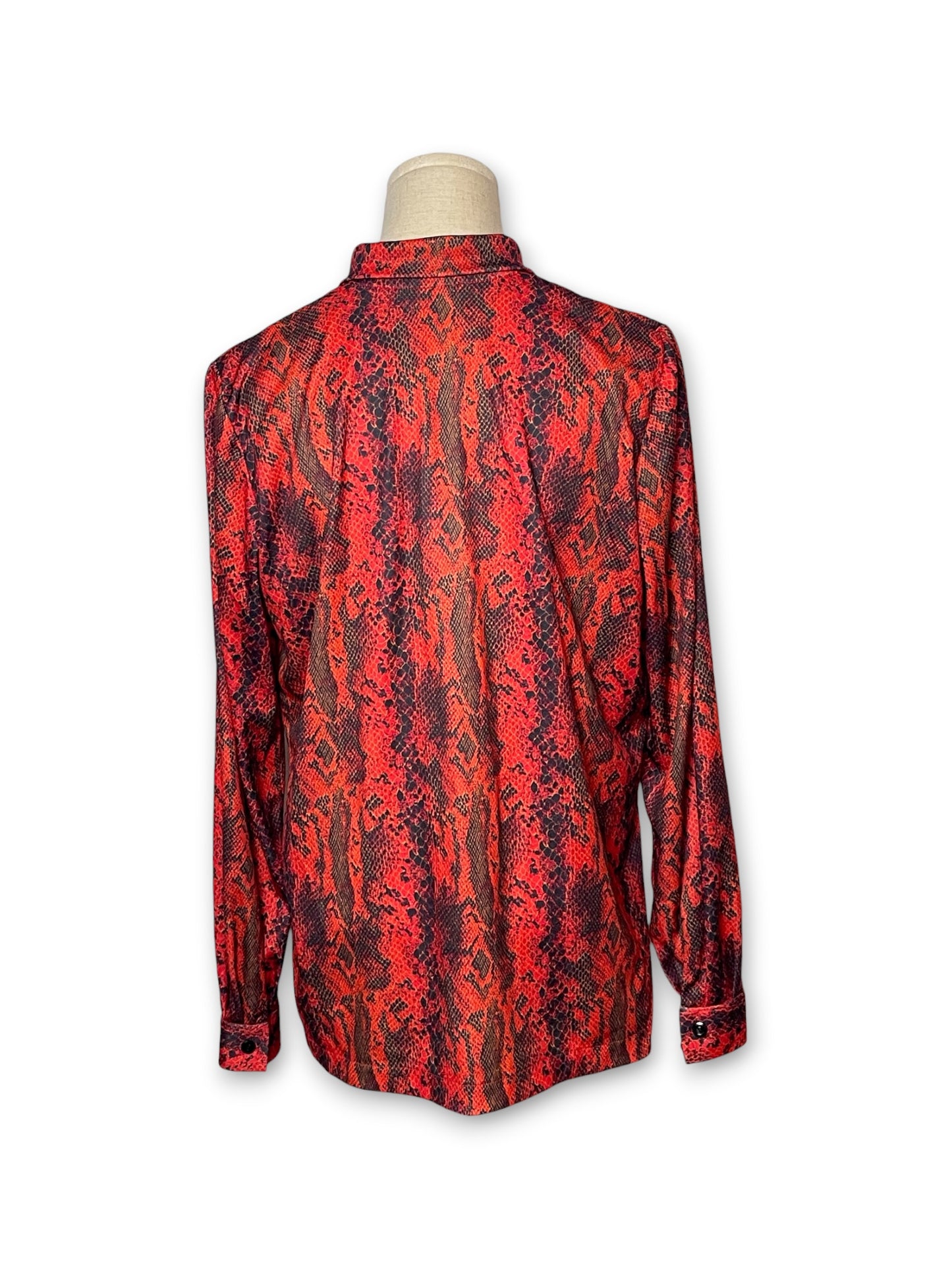 90’s Red Snake Print Button Down Shirt (L/XL)
