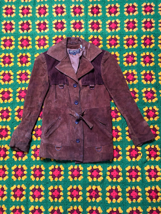 70’s Split End Ltd Chestnut Brown Suede Leather Jacket (XXS/XS)