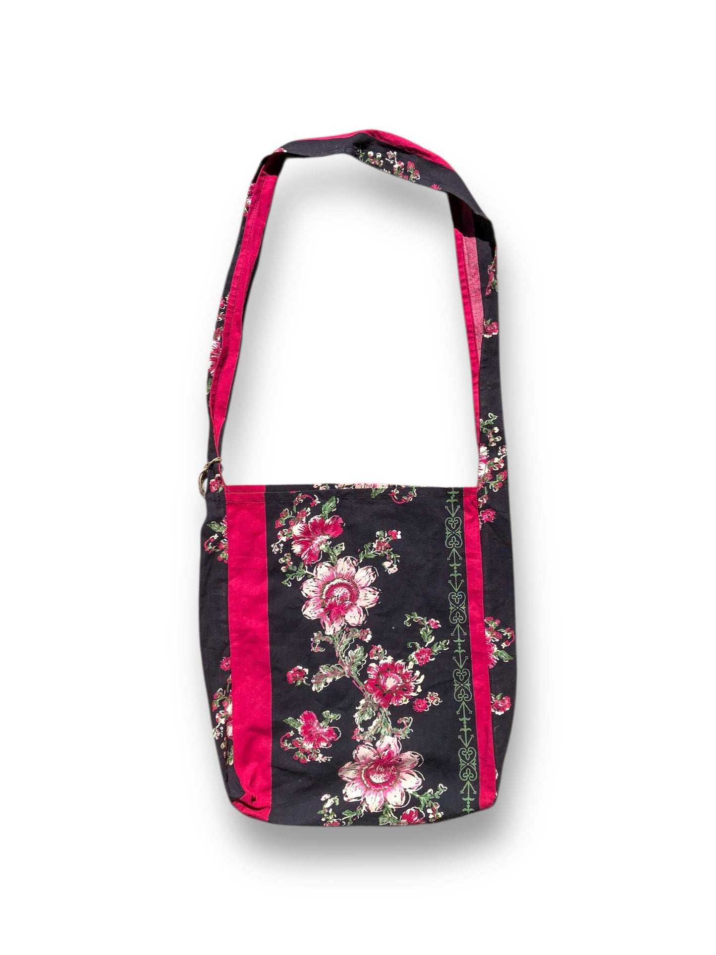 Black and Red Floral Print Tote Bag