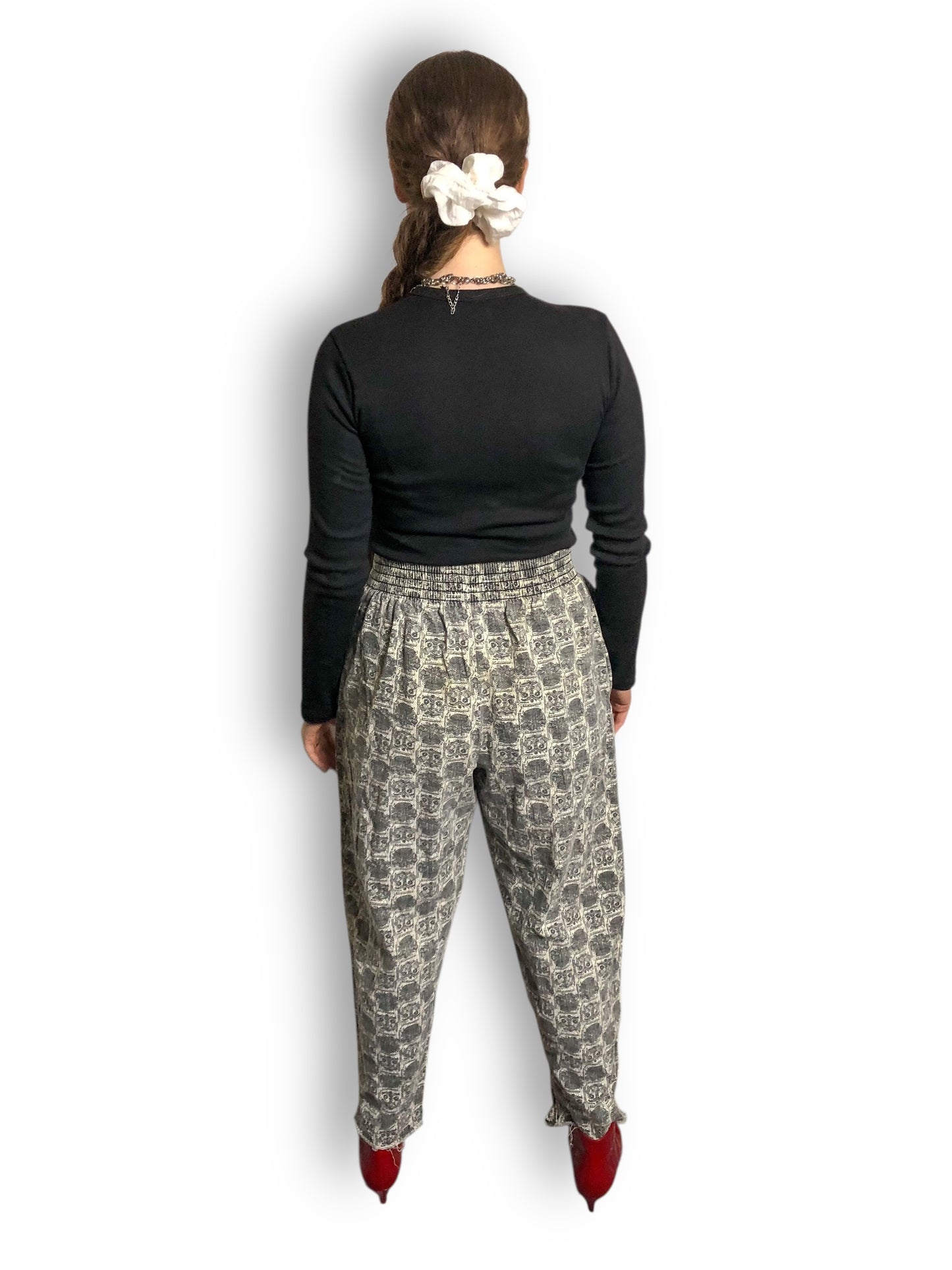 80’s Way Out Gray and White Patterned Pants (M/L)