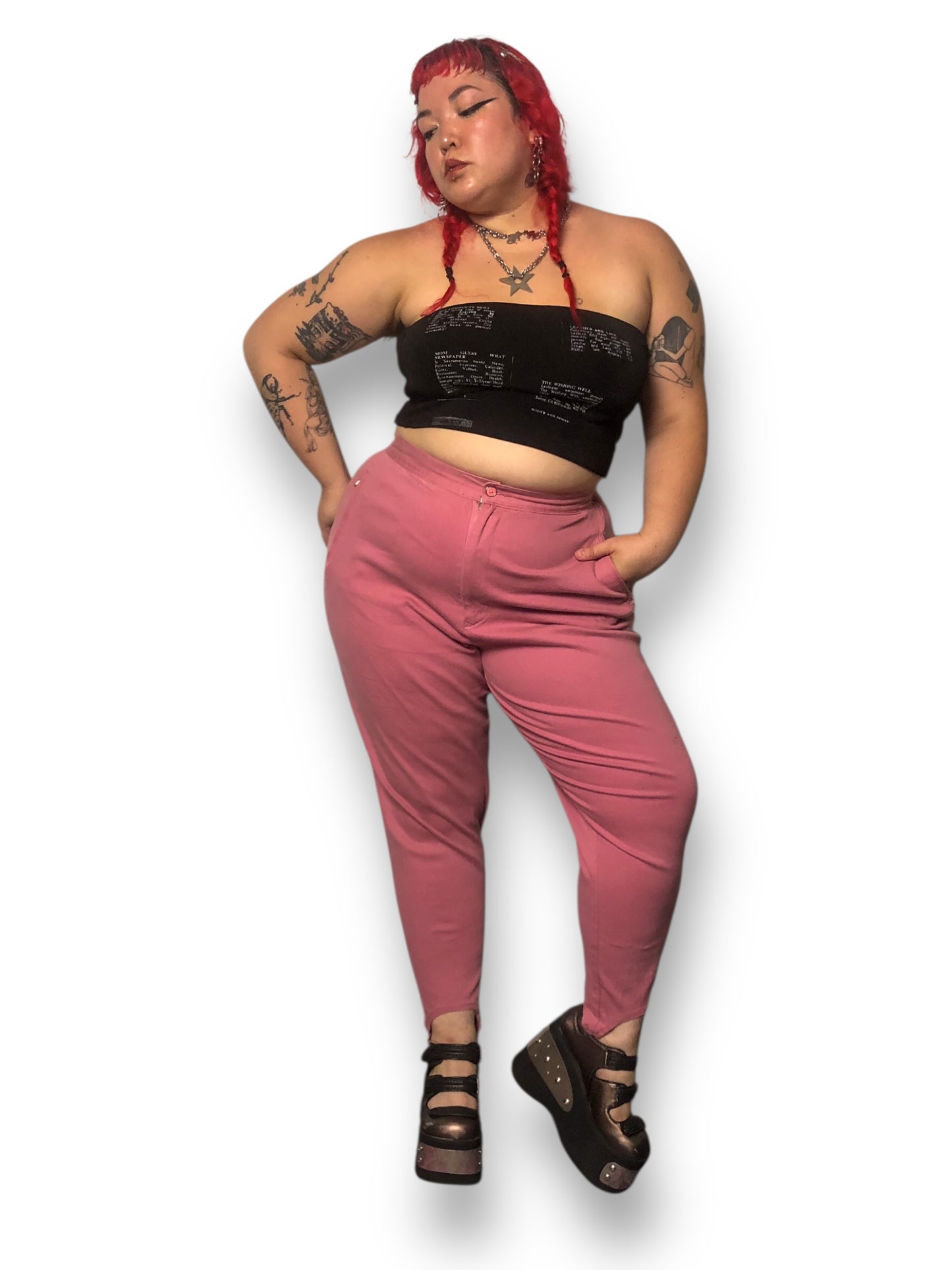 90’s/Y2K Venezia Pink Stirrup Pants (2X)