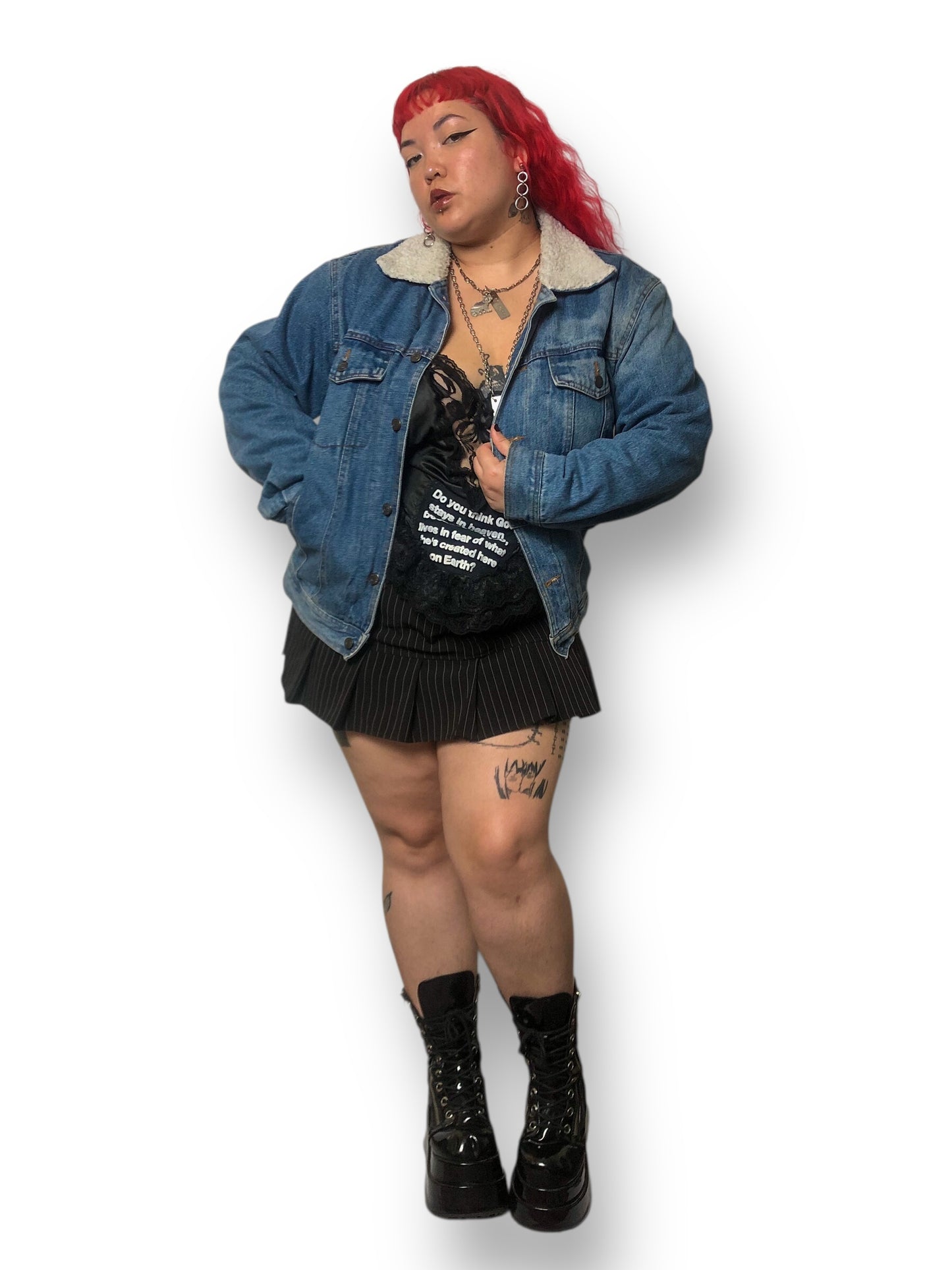 90’s Casual Place Sherpa-Lined Denim Jacket (L)