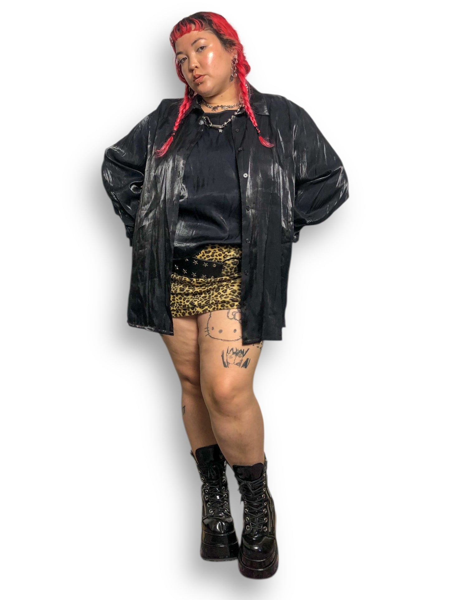 Y2K Style & Co Black Satin 2-Piece Set (2X/3X)