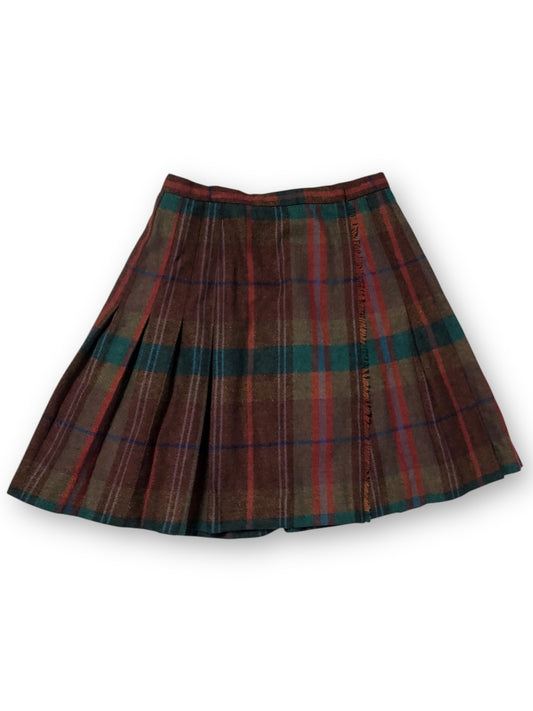 80’s Evan-Picone Red Plaid Pleated Skirt (S)