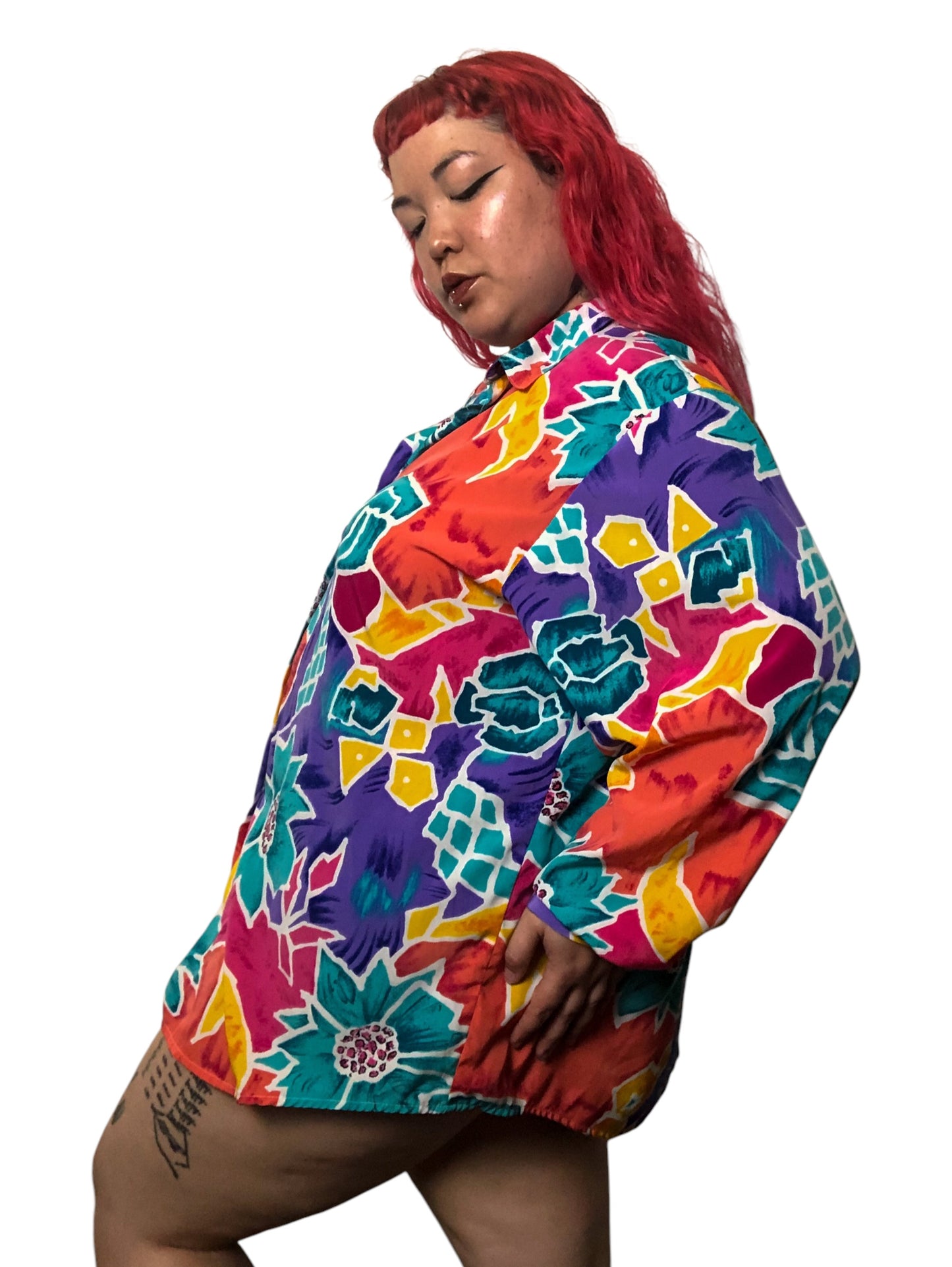 80’s S.G. Sport Colorful Retro Print Blouse (3X)
