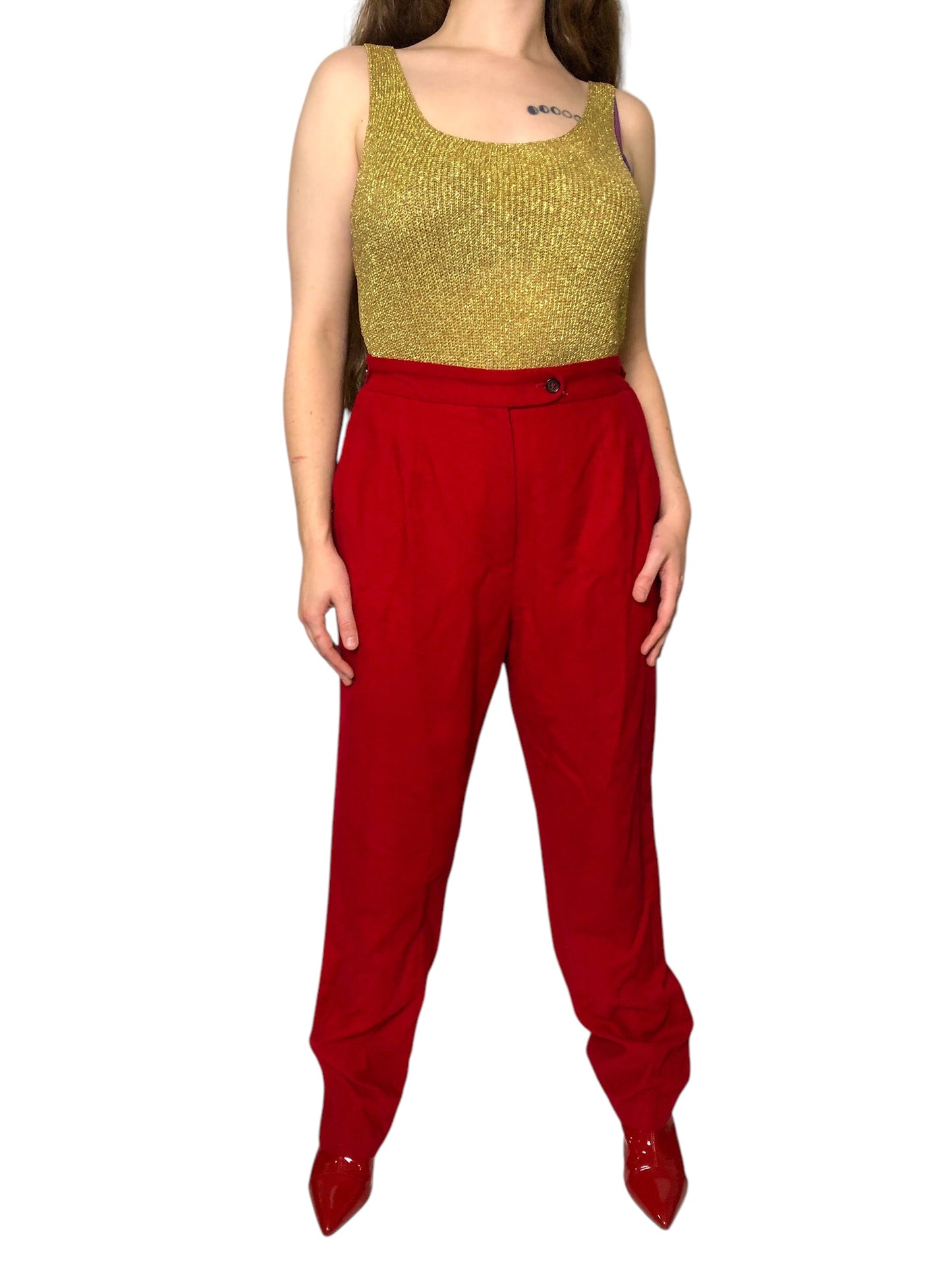 80’s Harvé Benard by Benard Holtzman Red High Waisted Pants (L)
