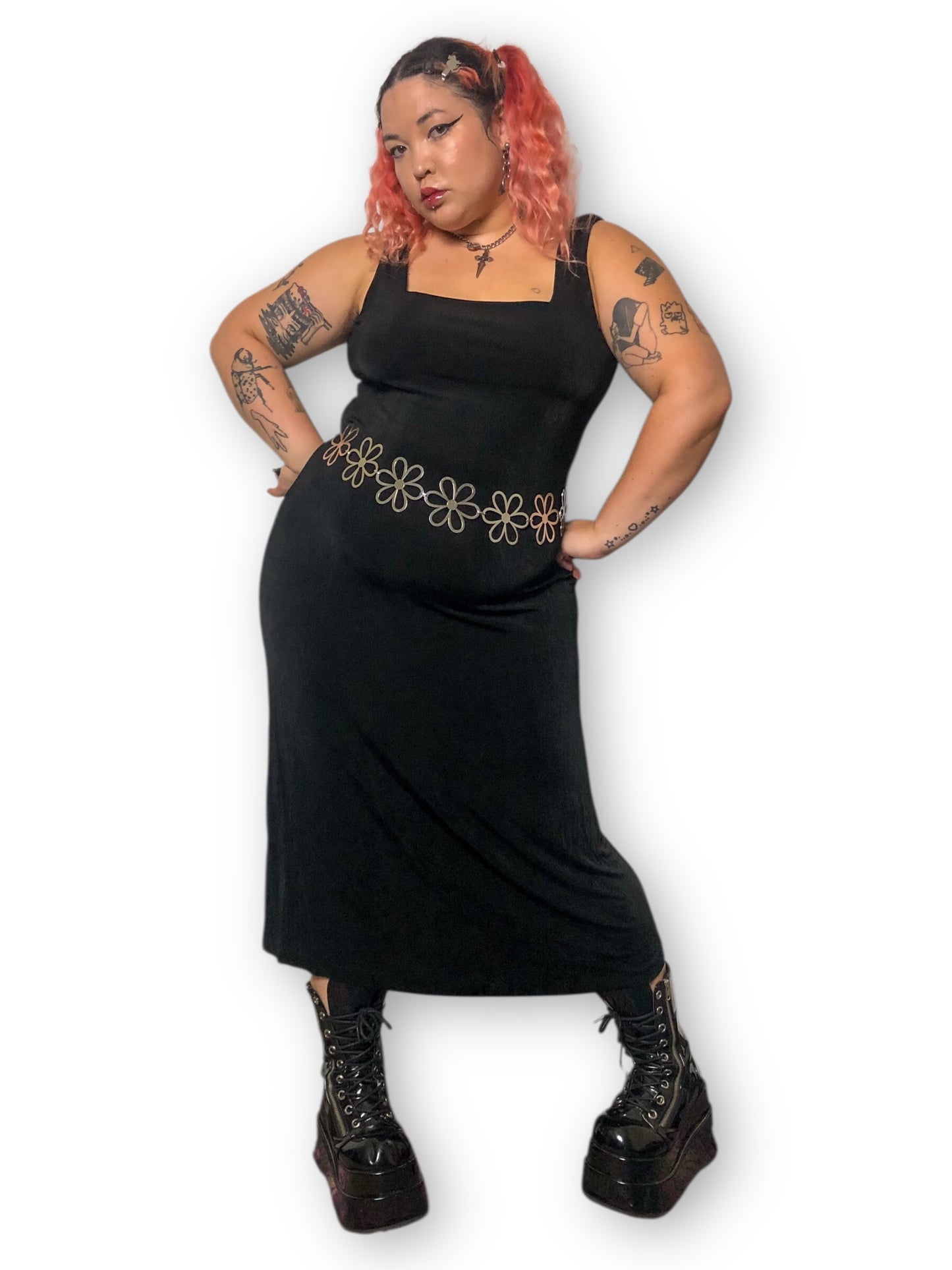 90’s Chico’s Travelers Black Slinky Maxi Dress (XL/2X)