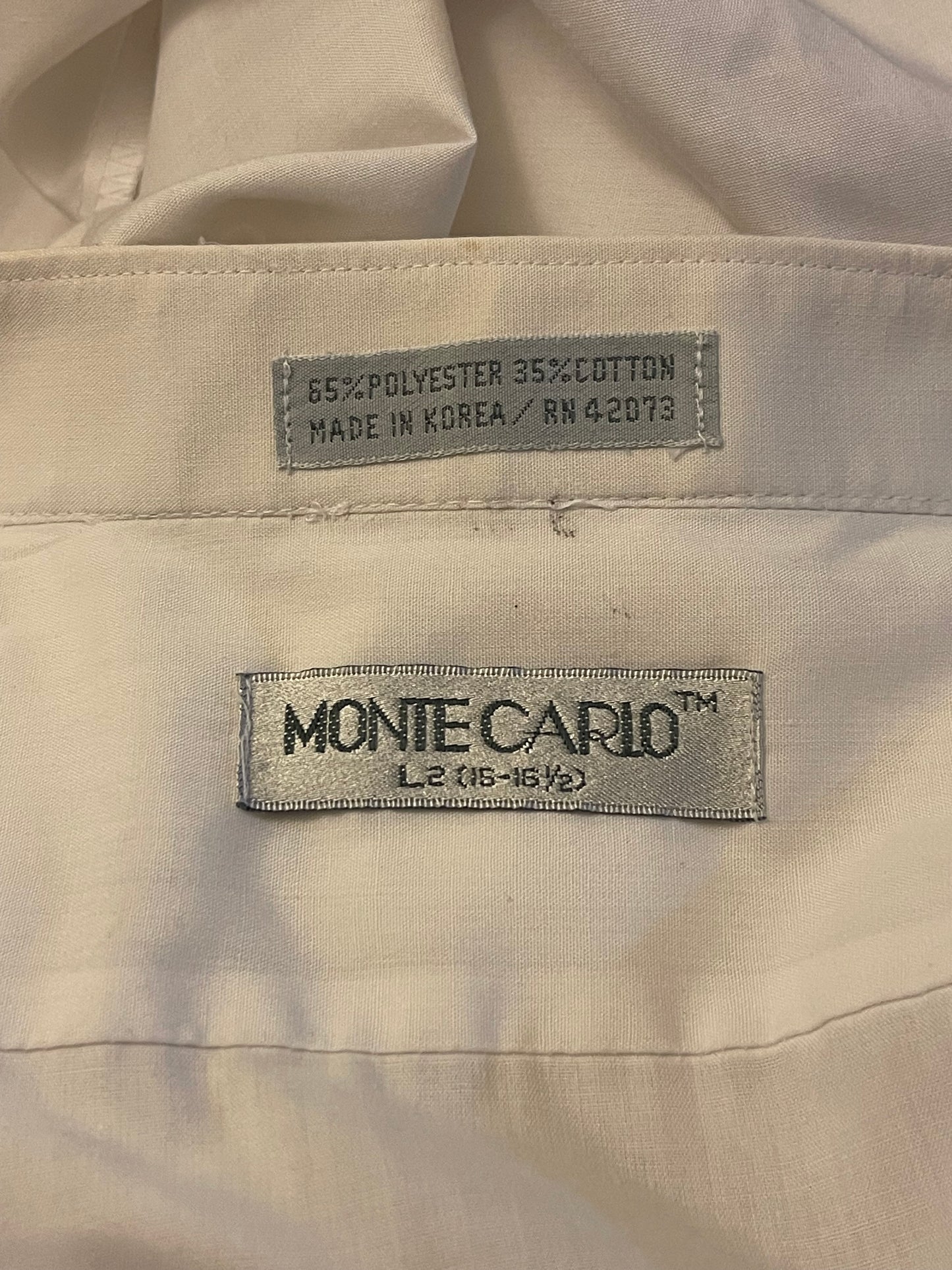 80’s Monte Carlo White Tuxedo Dress Shirt (L)