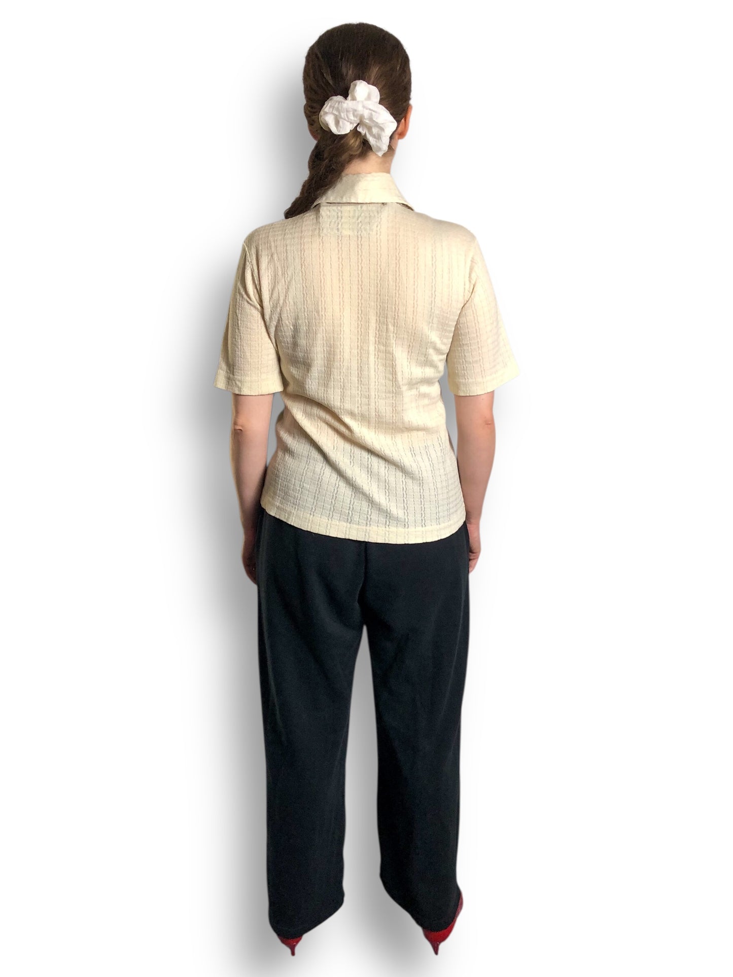 60’s/70’s White Retro Knit Shirt (M)