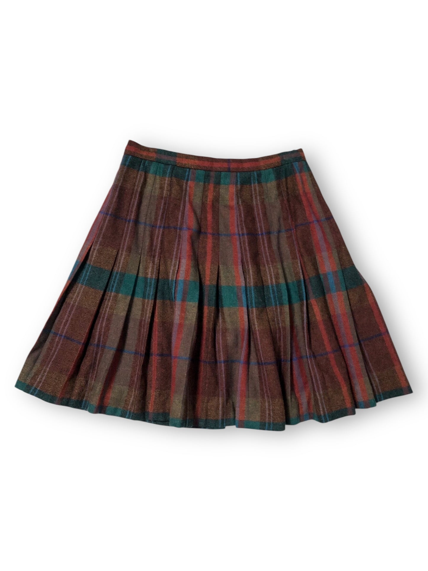 80’s Evan-Picone Red Plaid Pleated Skirt (S)