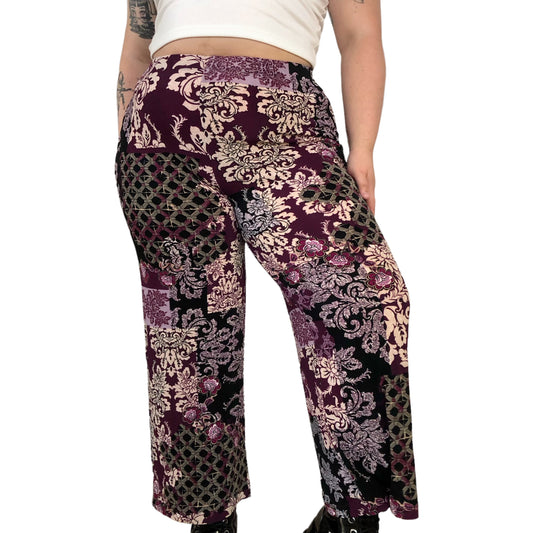 Y2K Chico’s Purple Floral Paisley Print Pants (L/XL)