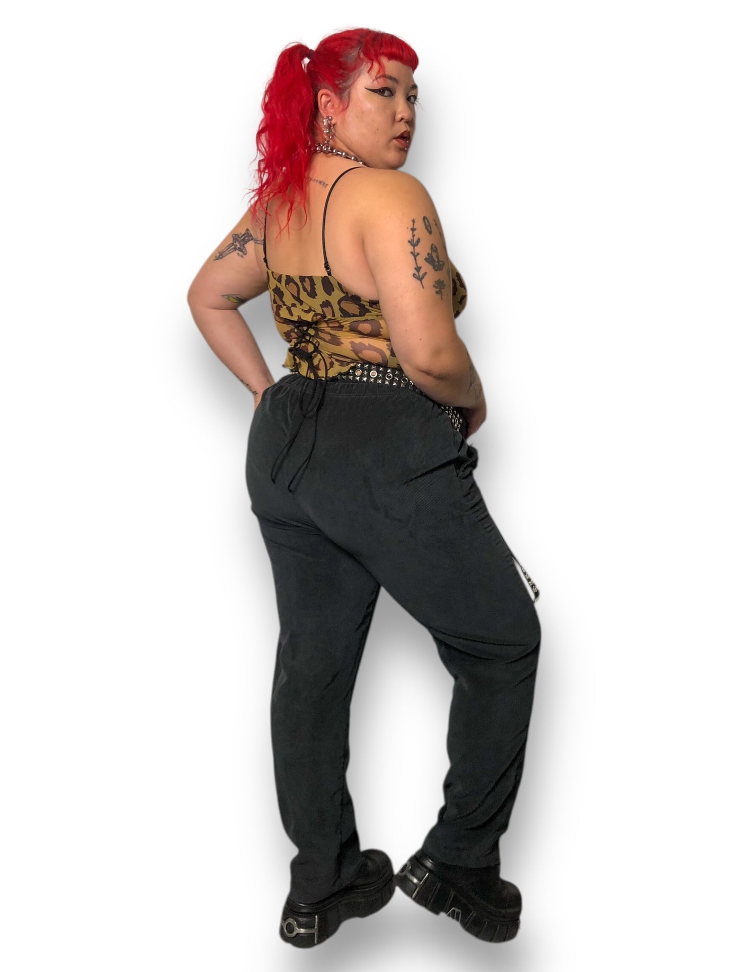 Y2K American Sweetheart Black Corduroy Pants (XL/2X)
