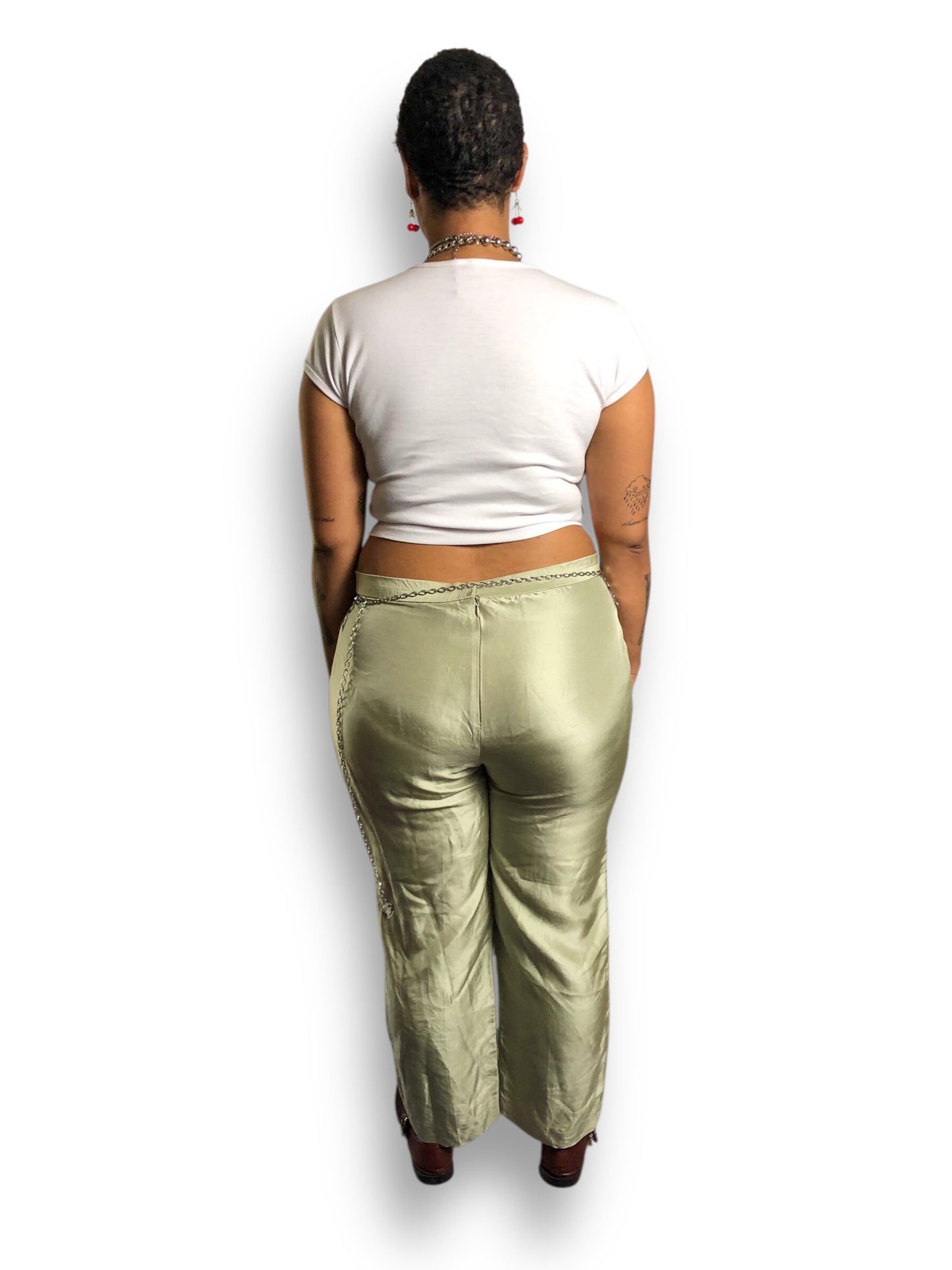 90’s Adrianna Papell Pistachio Green Silk Pants (2X)