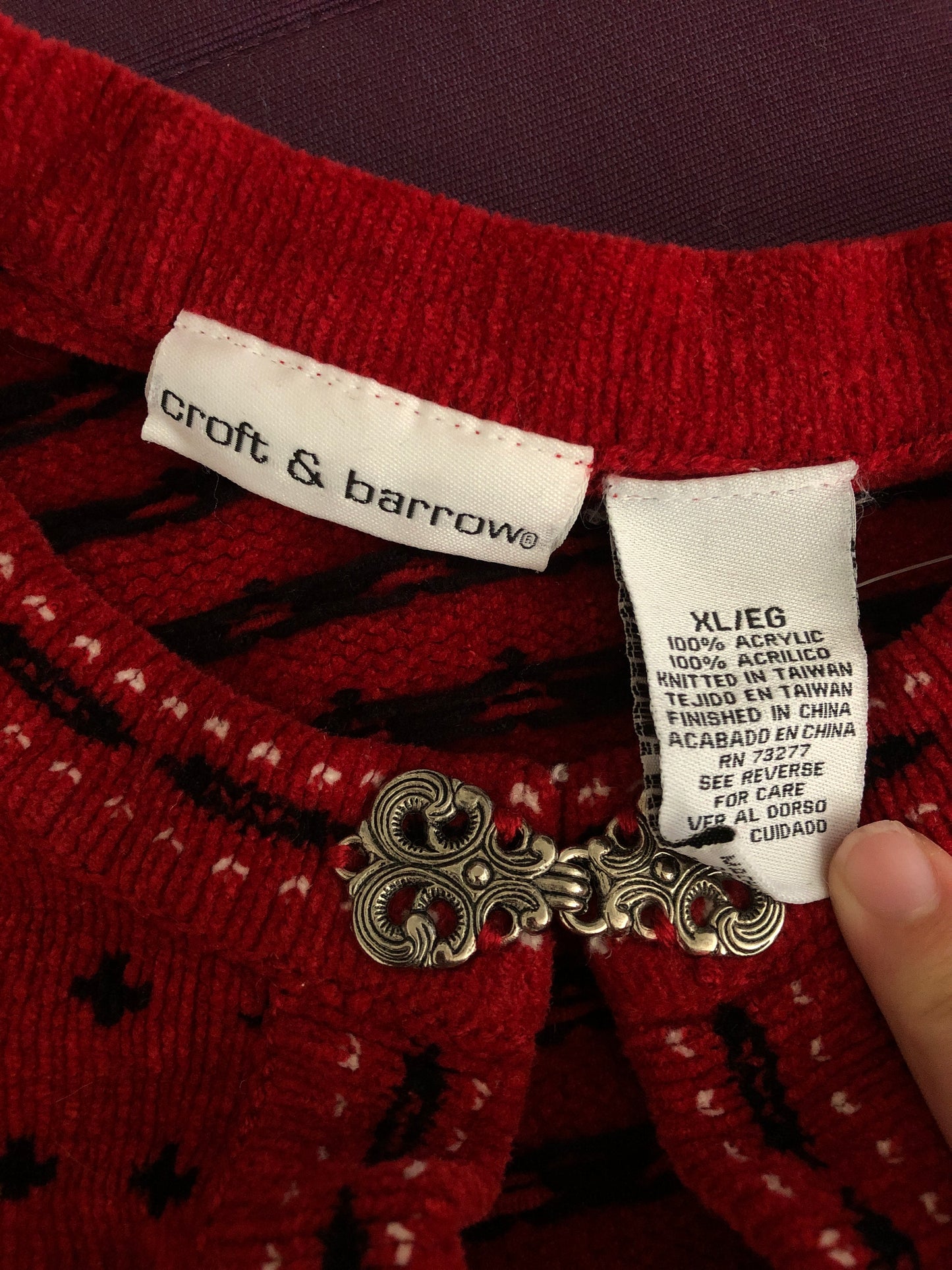 90’s/Y2K Croft & Barrow Red Patterned Cardigan Sweater (XL)