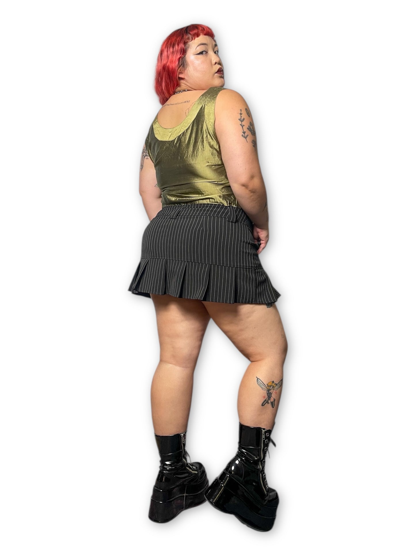 Vintage Shiny Olive Green Tank Top (1X/2X)