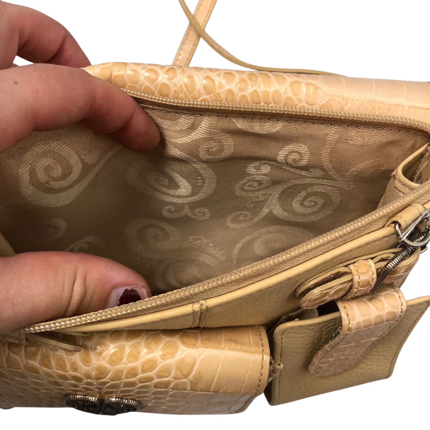 90’s Brighton Cream Leather Crossbody Purse