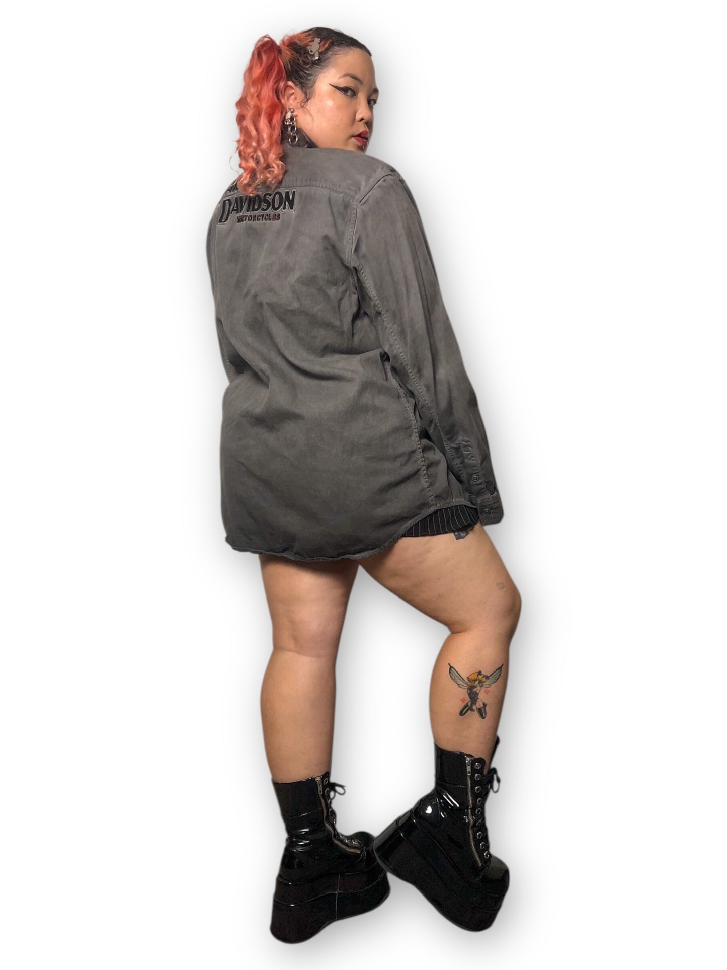 90’s/Y2K Harley Davidson Gray Button Down Shirt (2X)