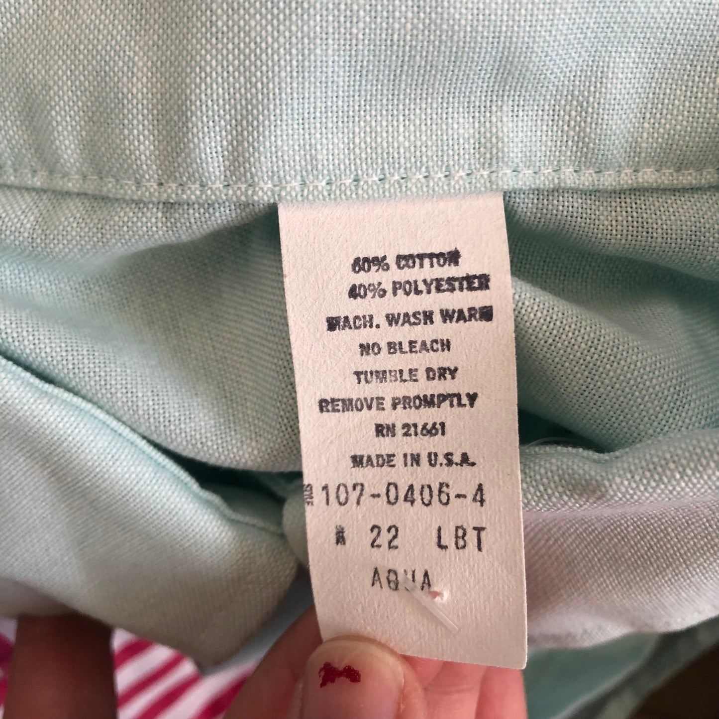 70’s/80’s Aqua Blue Button Down Shirt (2X)