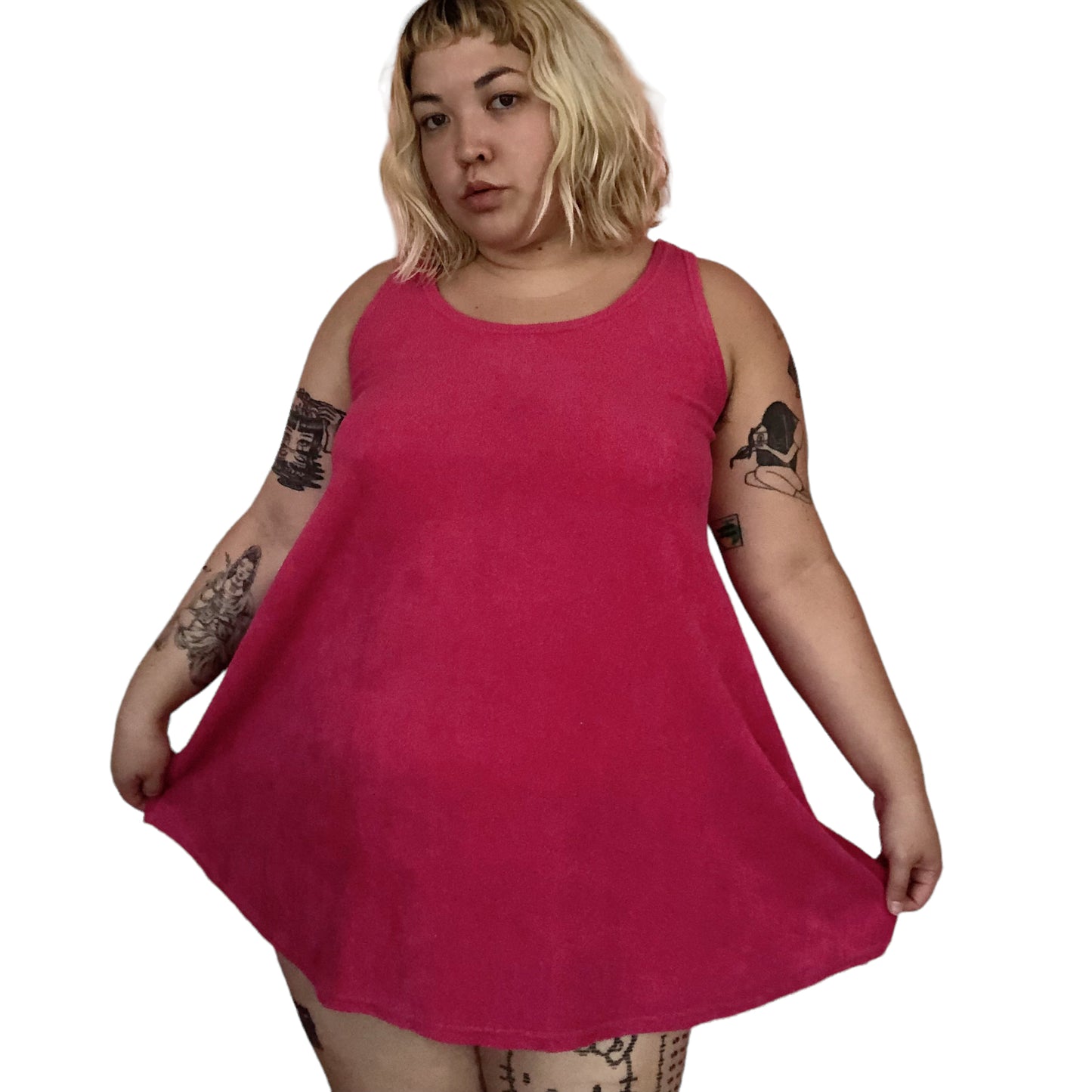 80’s Hot Solé by Laura Kidd Hot Pink Terrycloth Mini Dress (OSFM)