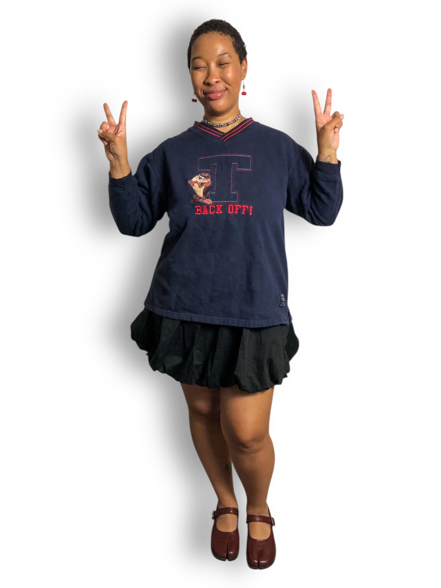 Y2K Looney Tunes Navy Blue Taz the Tasmanian Devil Sweatshirt (2X/3X)