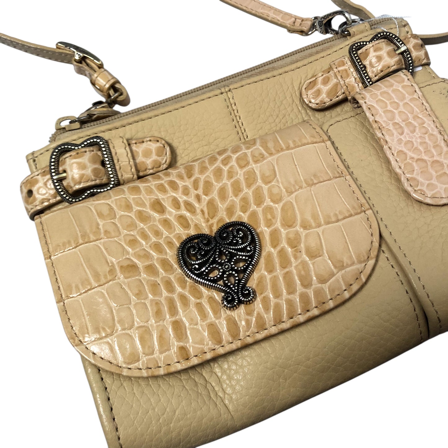 90’s Brighton Cream Leather Crossbody Purse