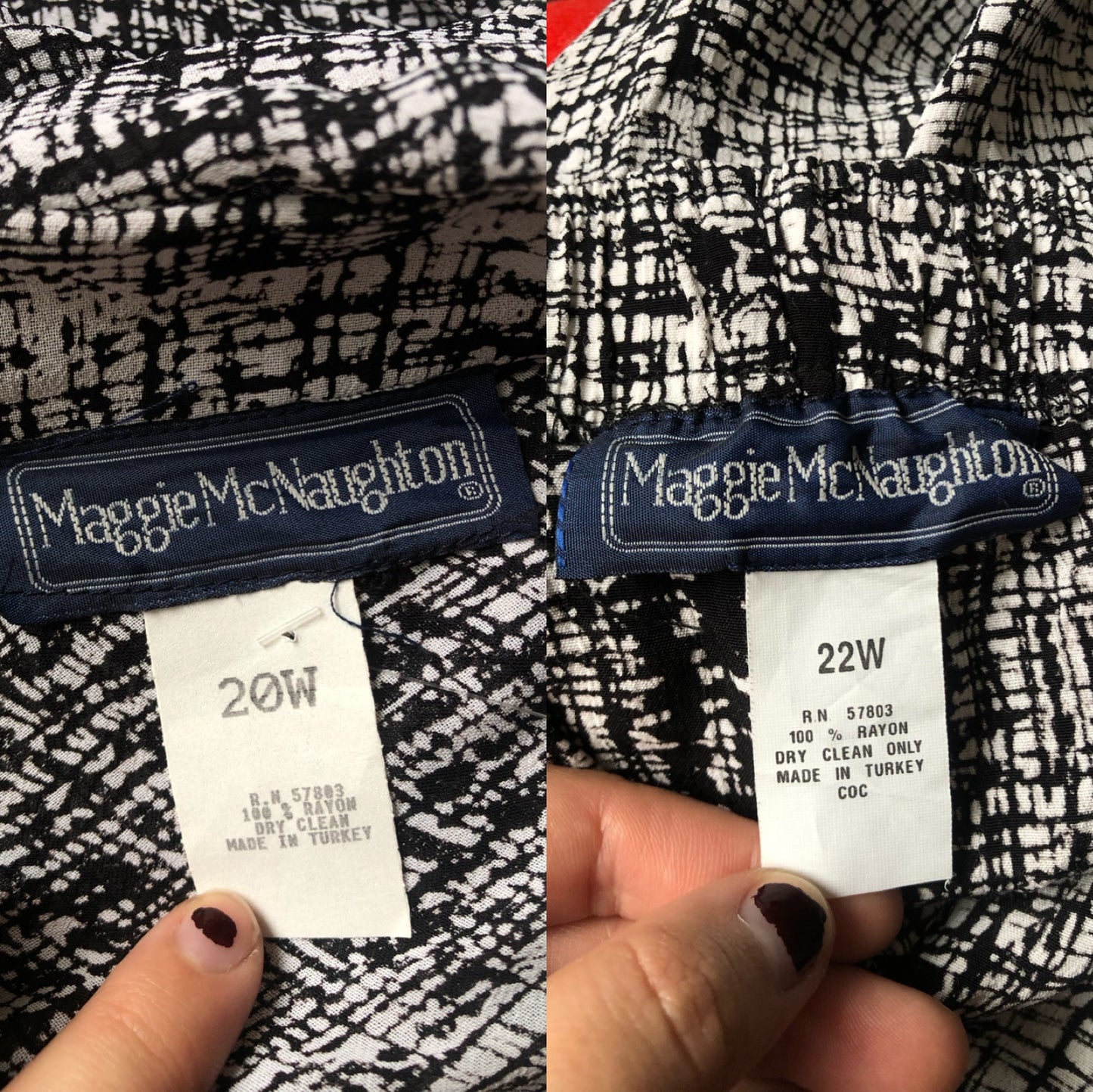 90’s/Y2K Maggie McNaughton Black and White Abstract Print 2-Piece Set (3X)
