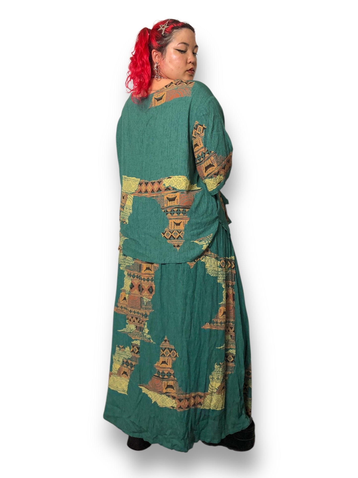 Y2K Simply Southwest Sea Green Retro Patterned 3-Piece Set (2X)