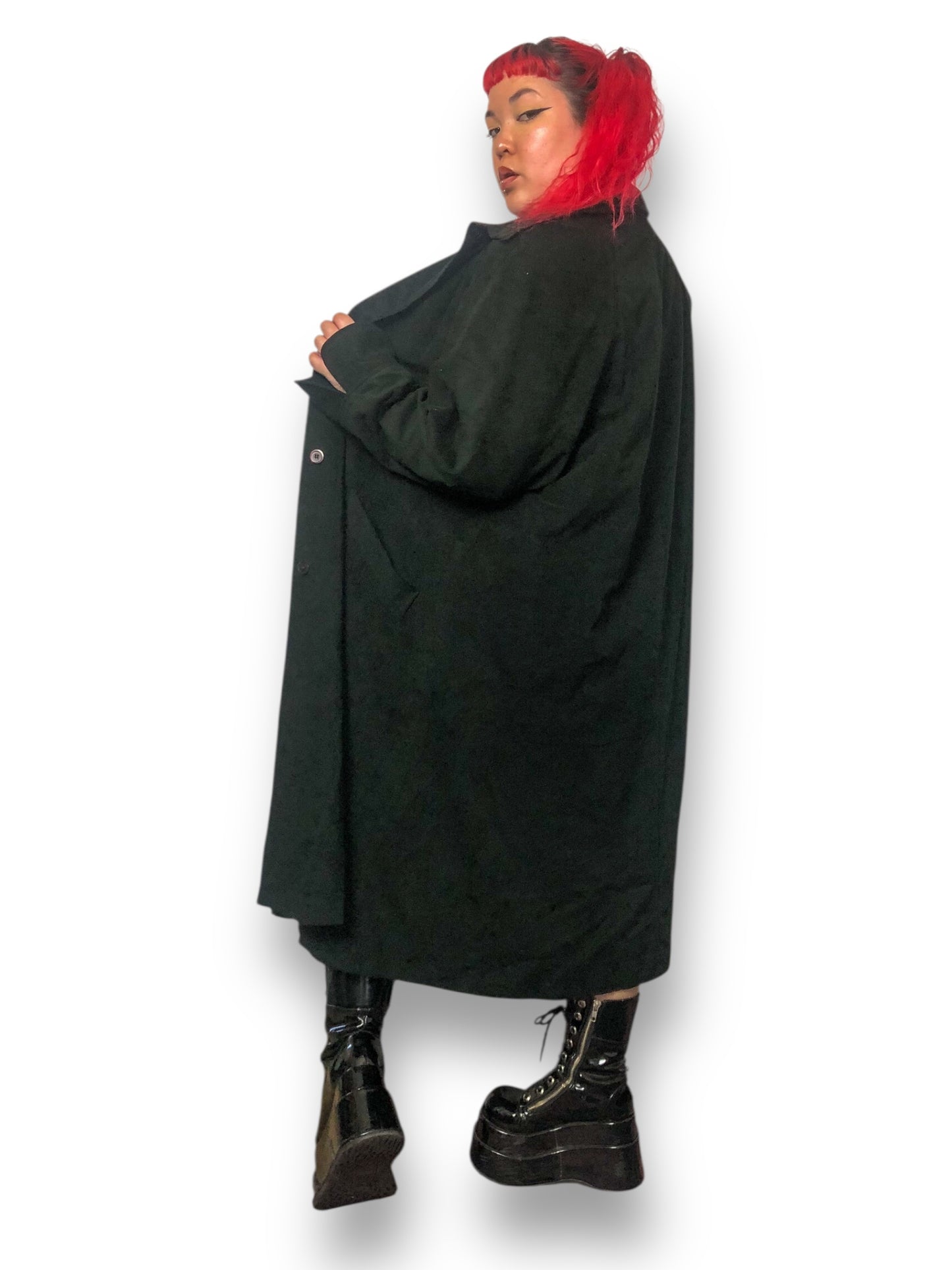 70’s/80’s Samuel Robert by Peter Hatsi Androu Black Trench Coat (2X)