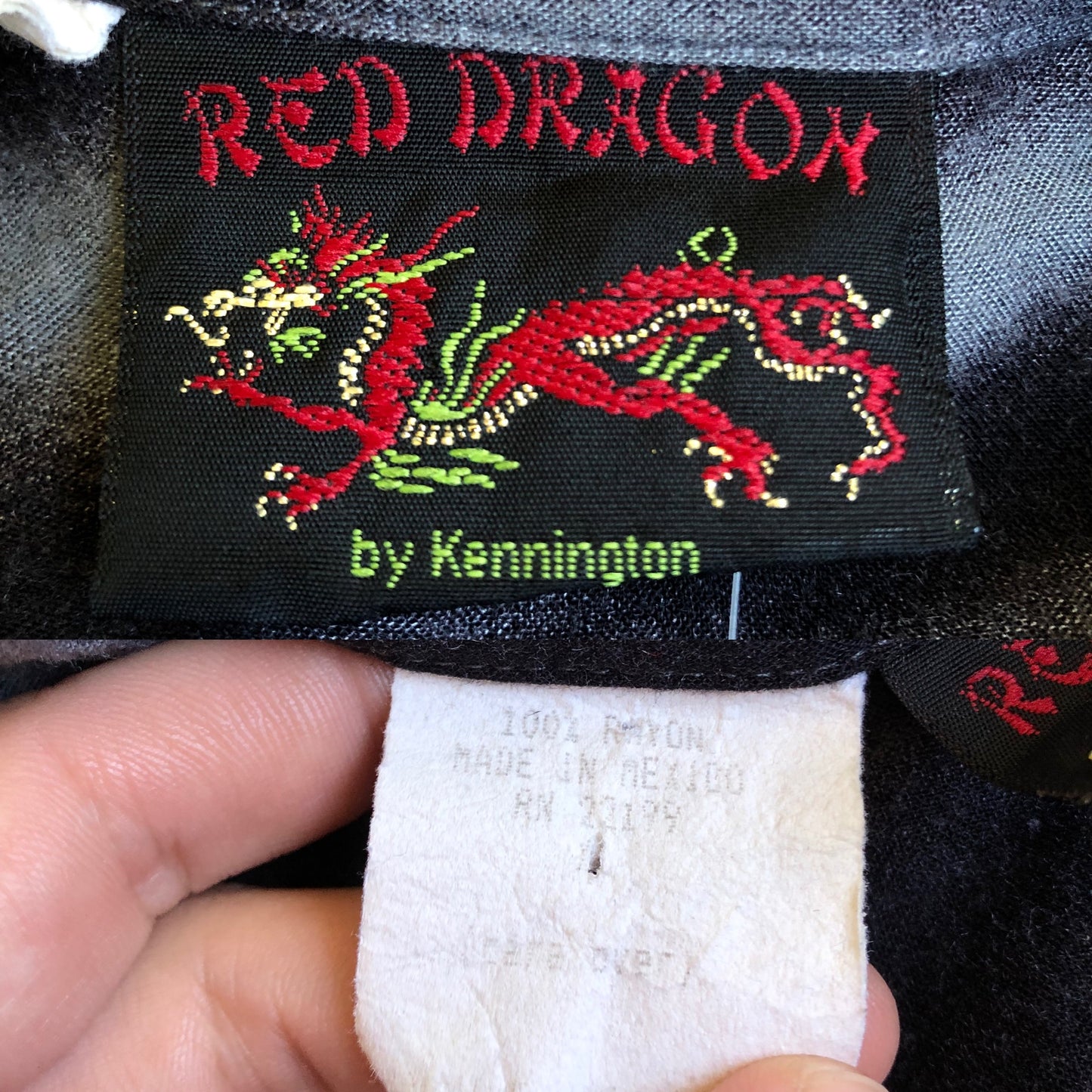 90’s Red Dragon by Kensington Graphic Print Button Down Shirt (L)