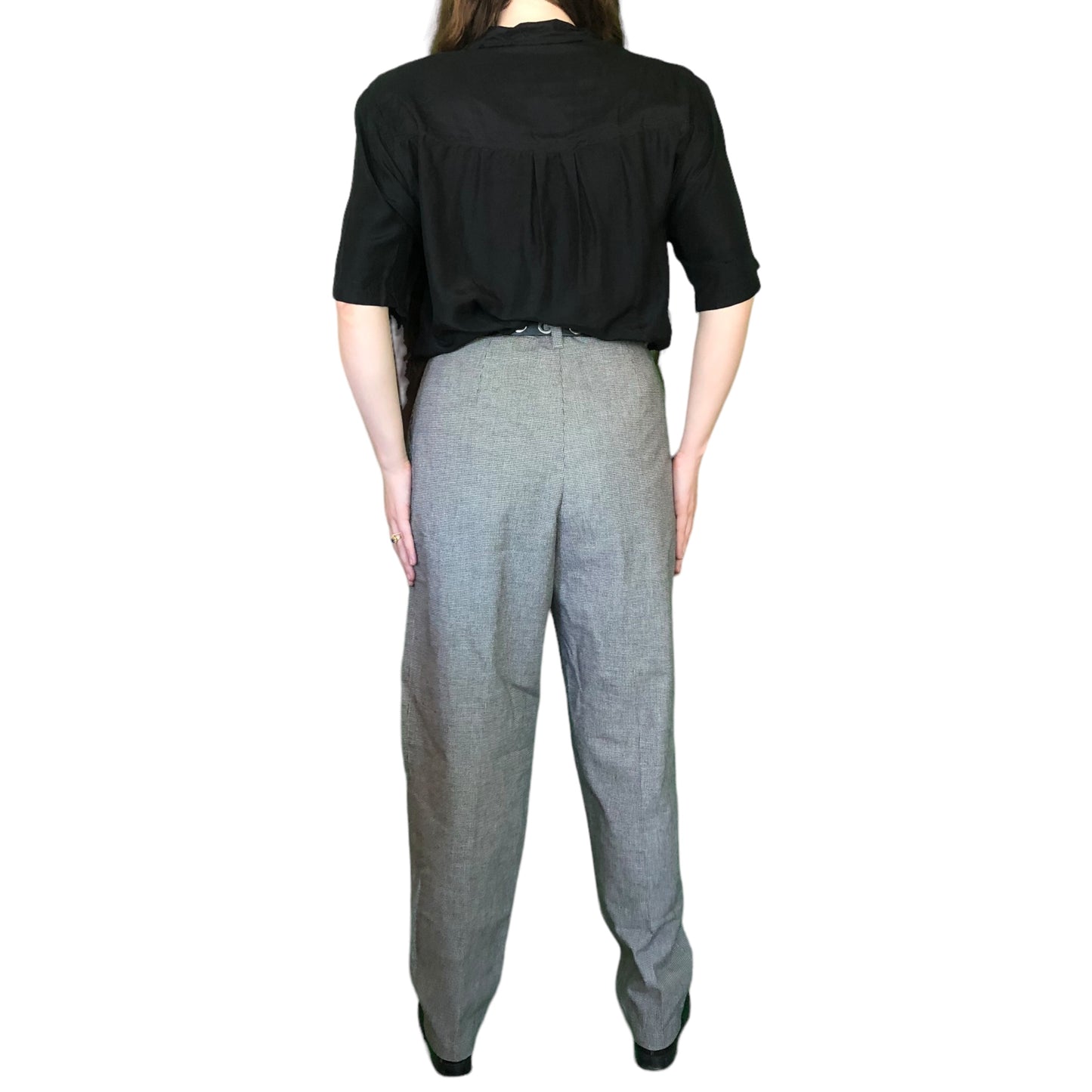 90’s Lee Black and White Micro Houndstooth Pleated Pants (L)