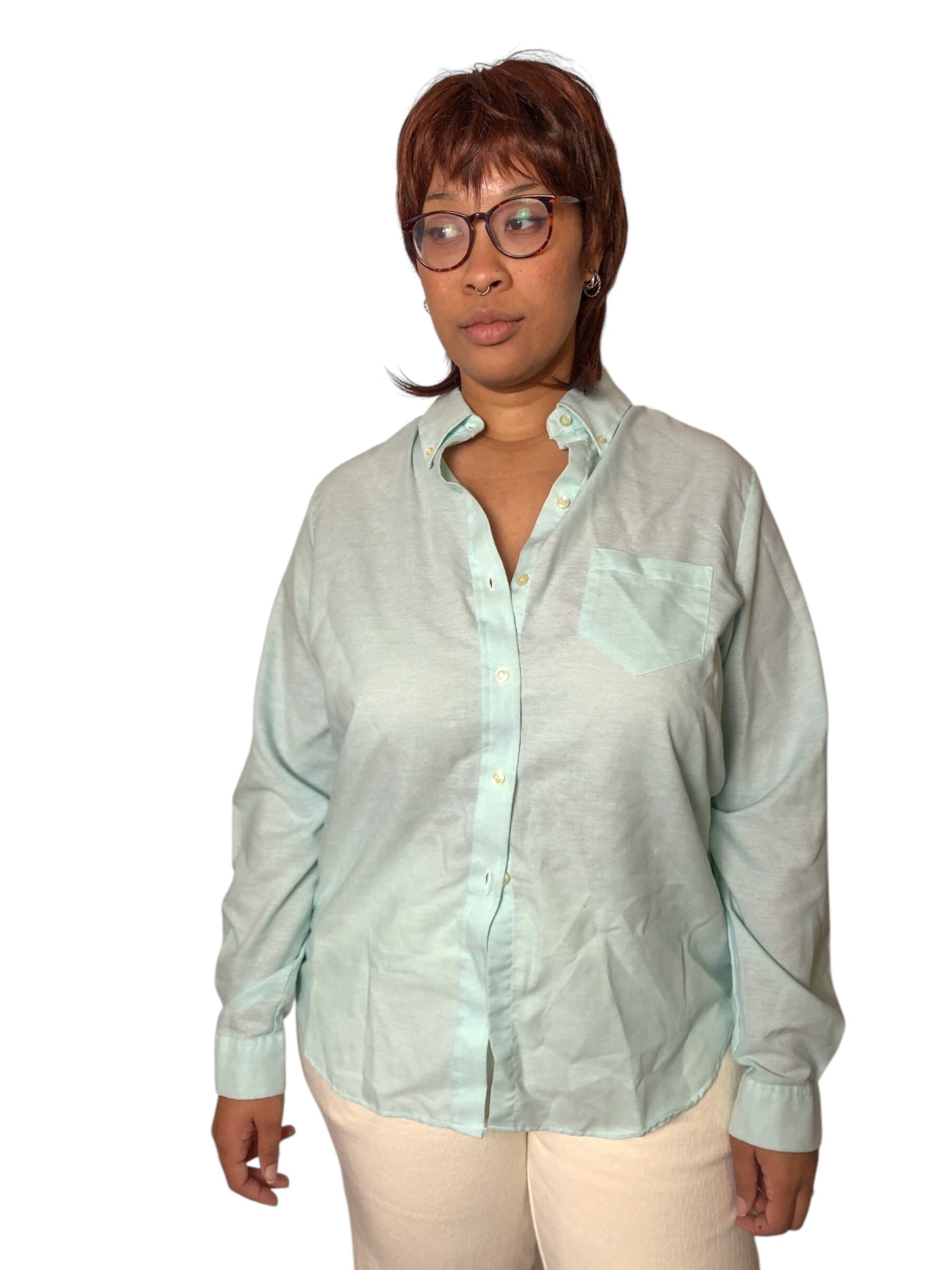70’s/80’s Aqua Blue Button Down Shirt (2X)