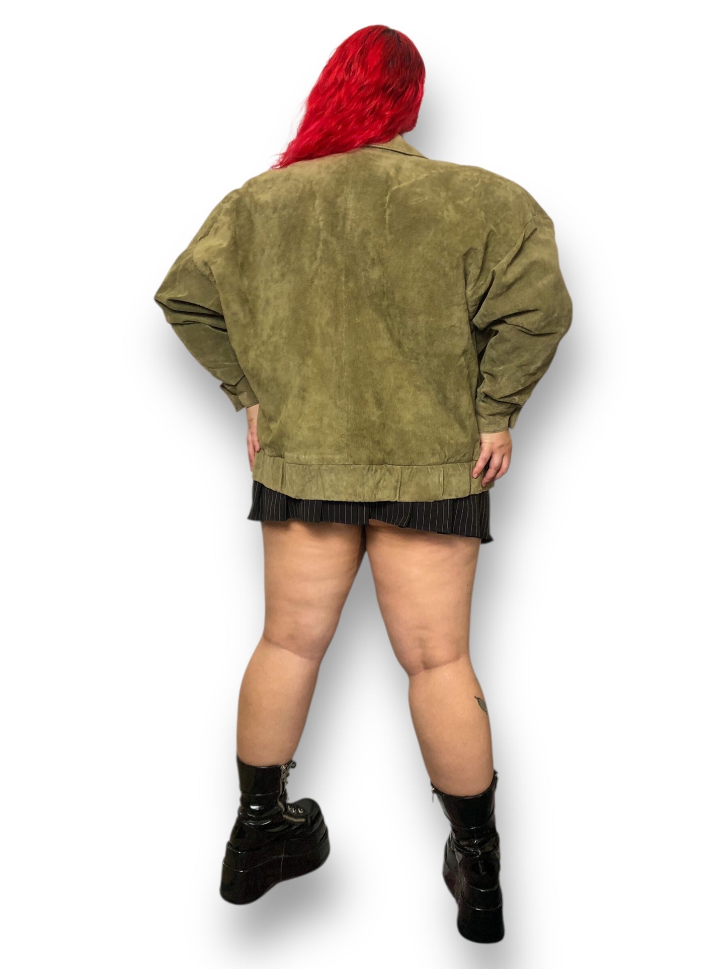 80’s Starting Point Olive Green Leather Jacket (L/XL)