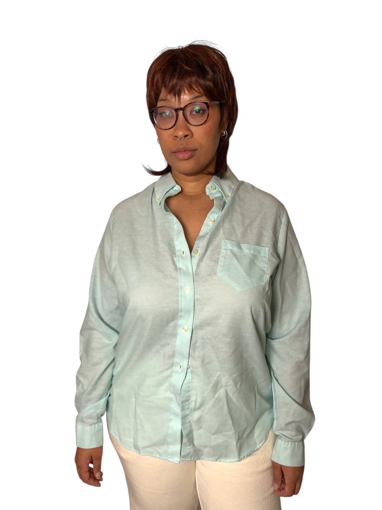 70’s/80’s Aqua Blue Button Down Shirt (2X)