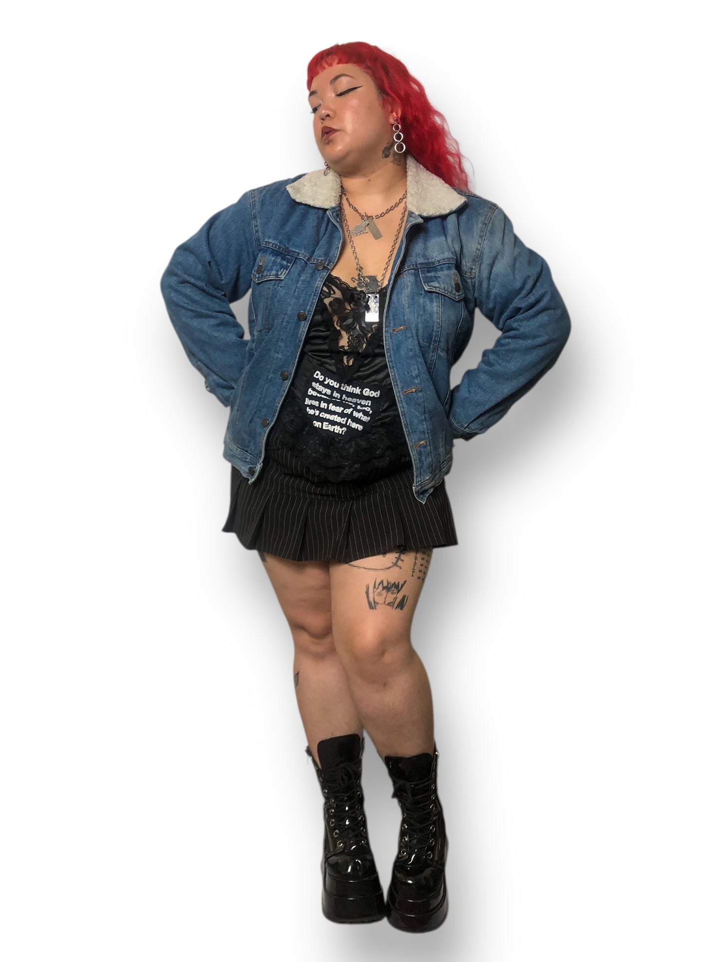 90’s Casual Place Sherpa-Lined Denim Jacket (L)