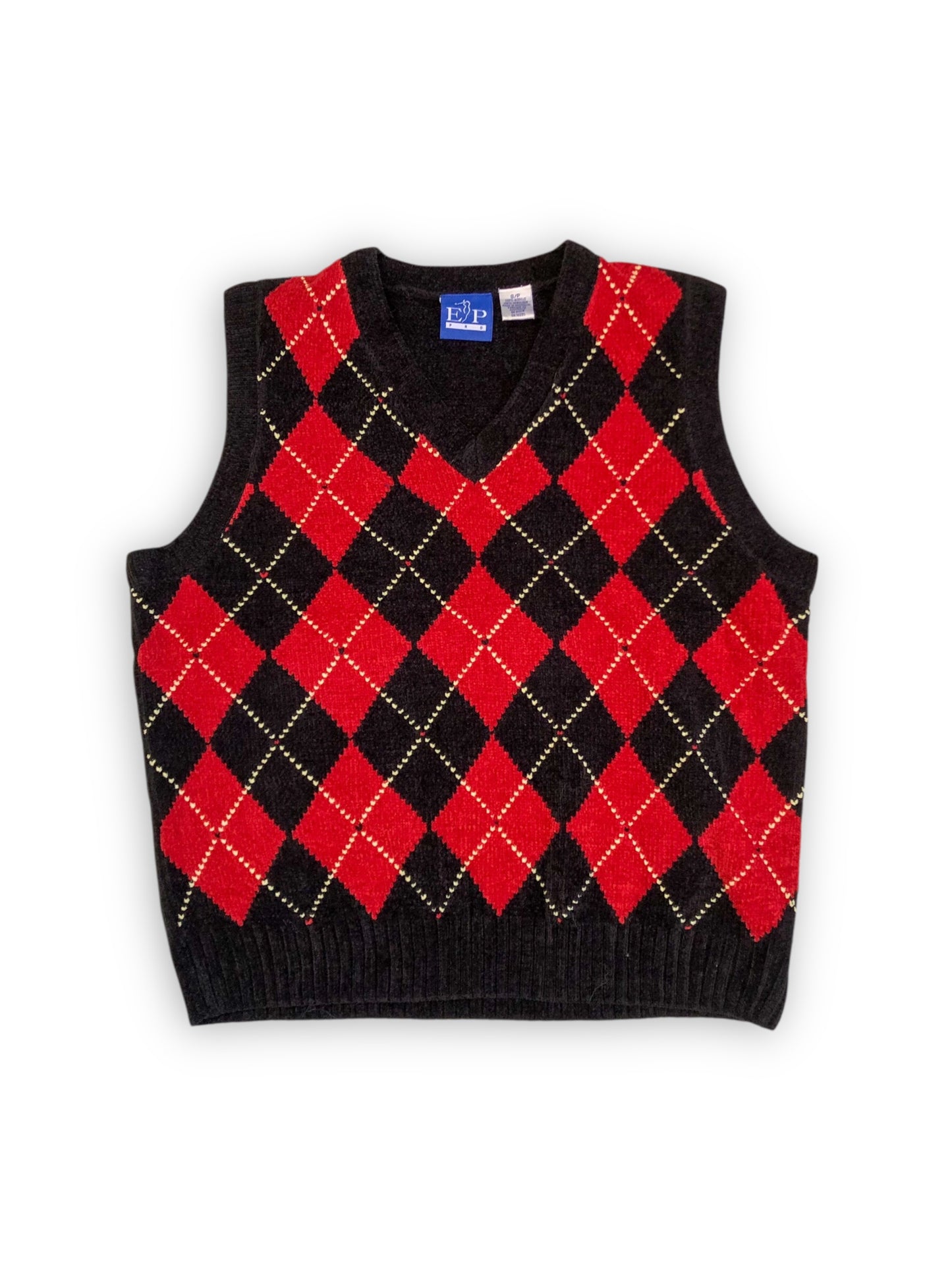 90’s/Y2K EP Pro Red and Black Argyle Sweater Vest (S)