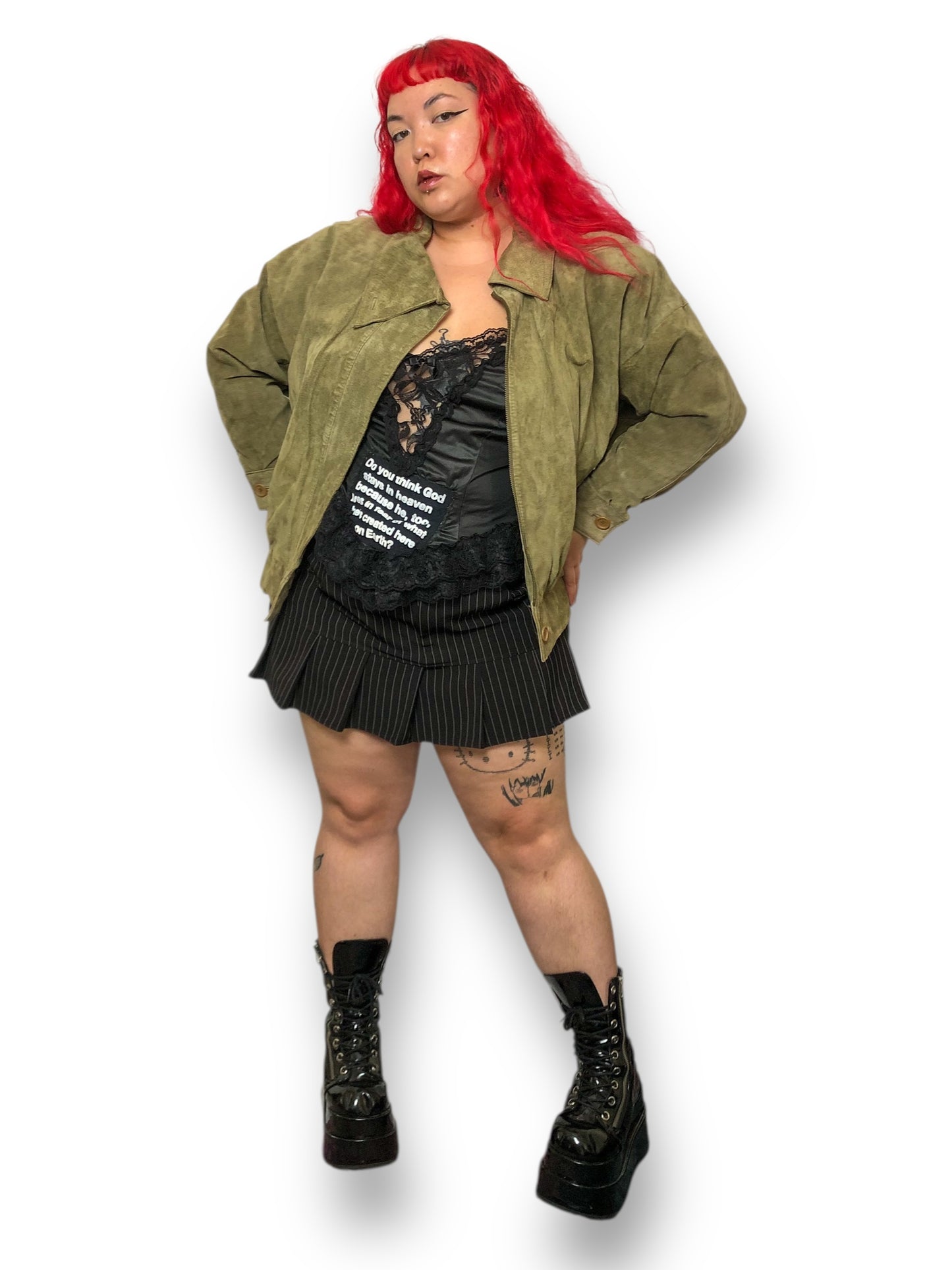 80’s Starting Point Olive Green Leather Jacket (L/XL)