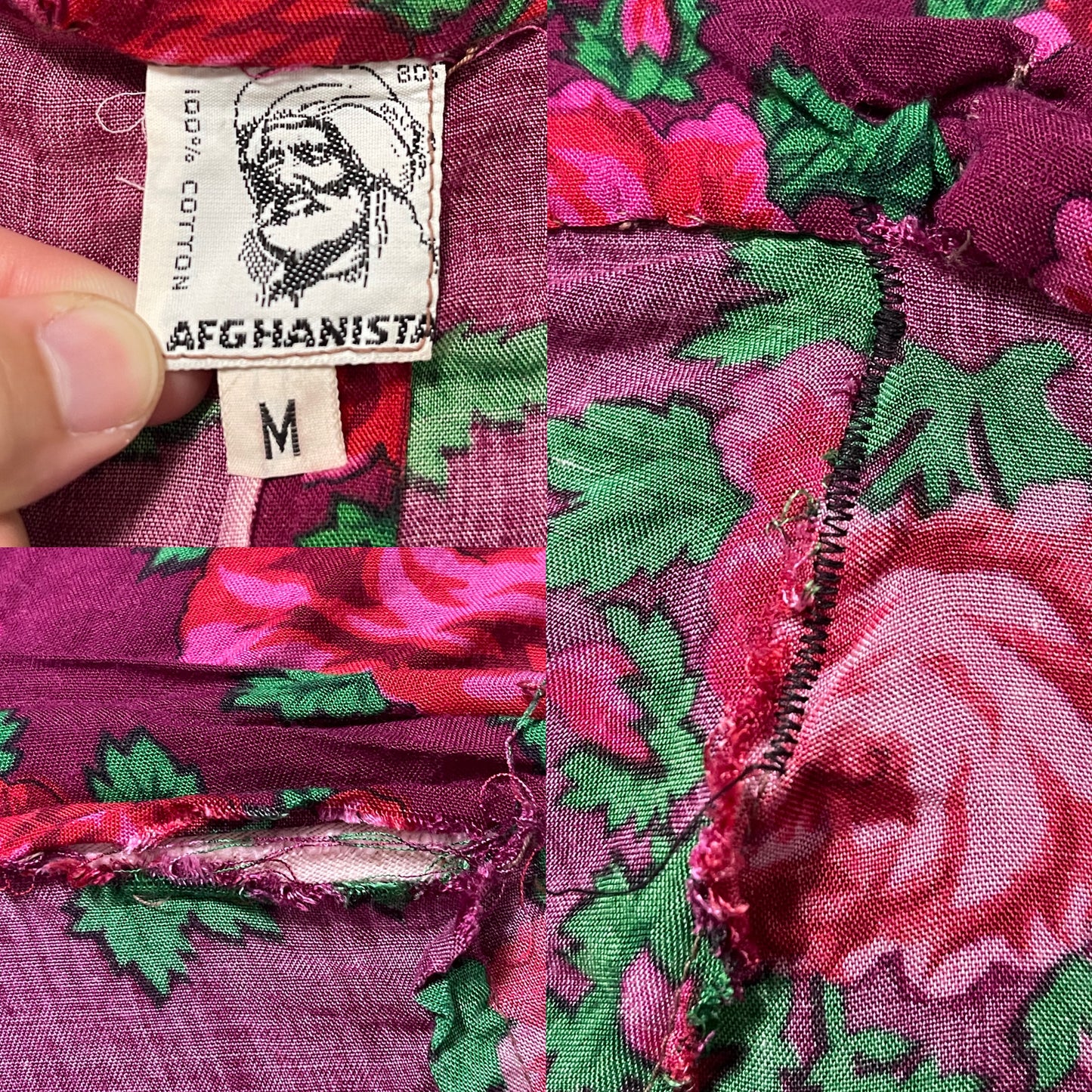 Vintage Magenta Floral Maxi Skirt (M)