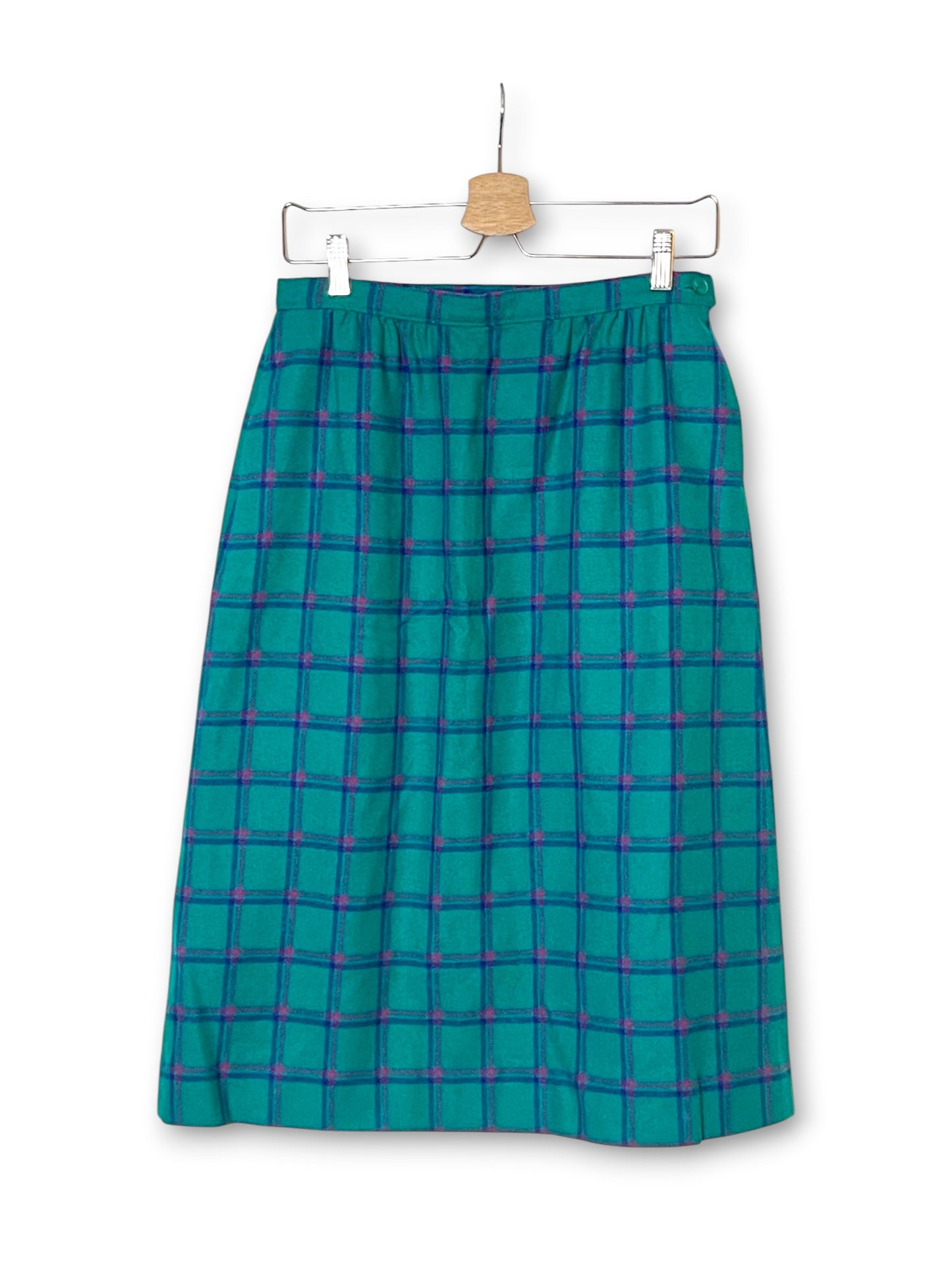 70’s/80’s Plaid Wool Pencil Skirt (M)