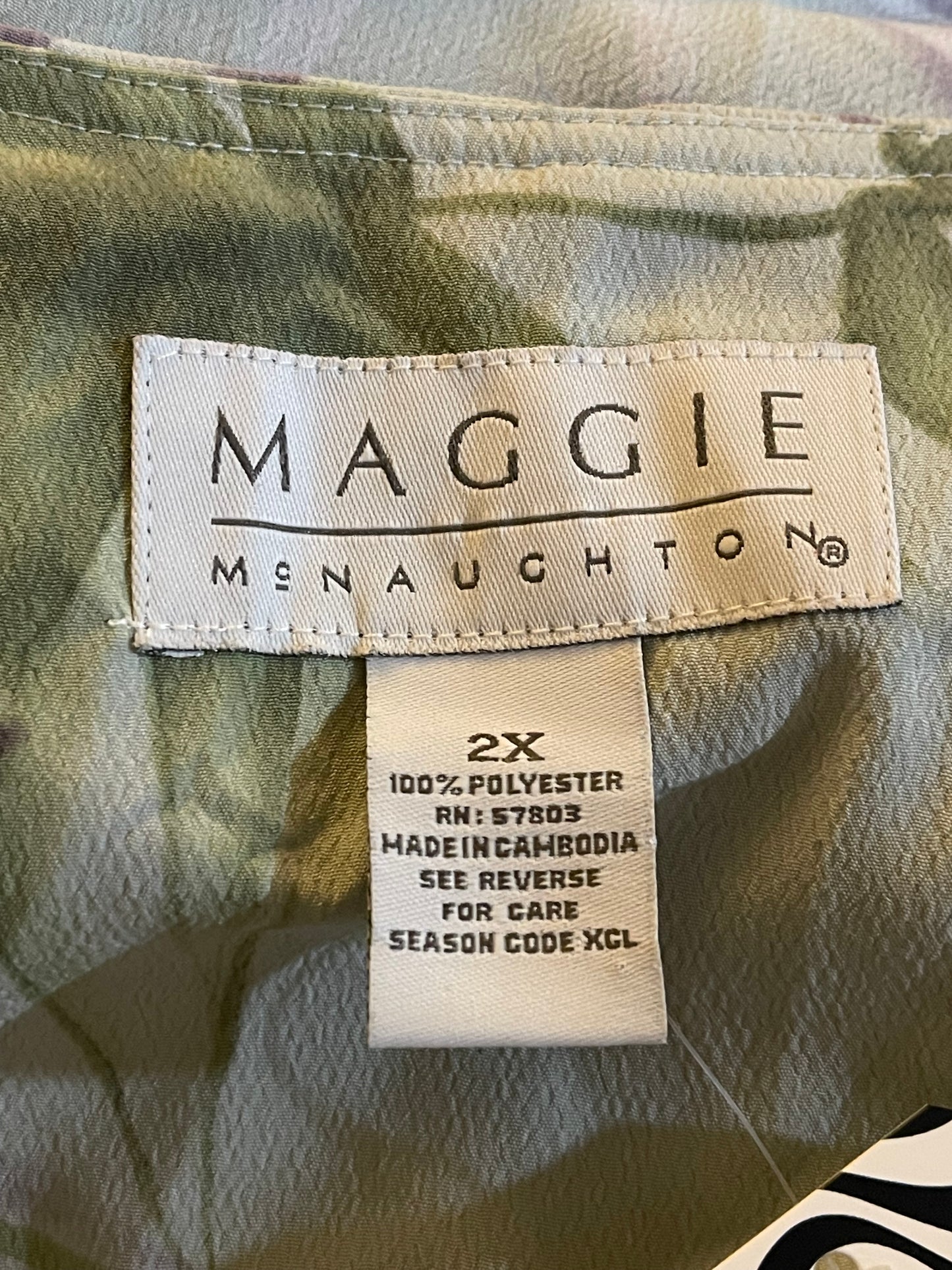 Y2K Maggie McNaughton Leaf Print Maxi Dress (2X/3X)
