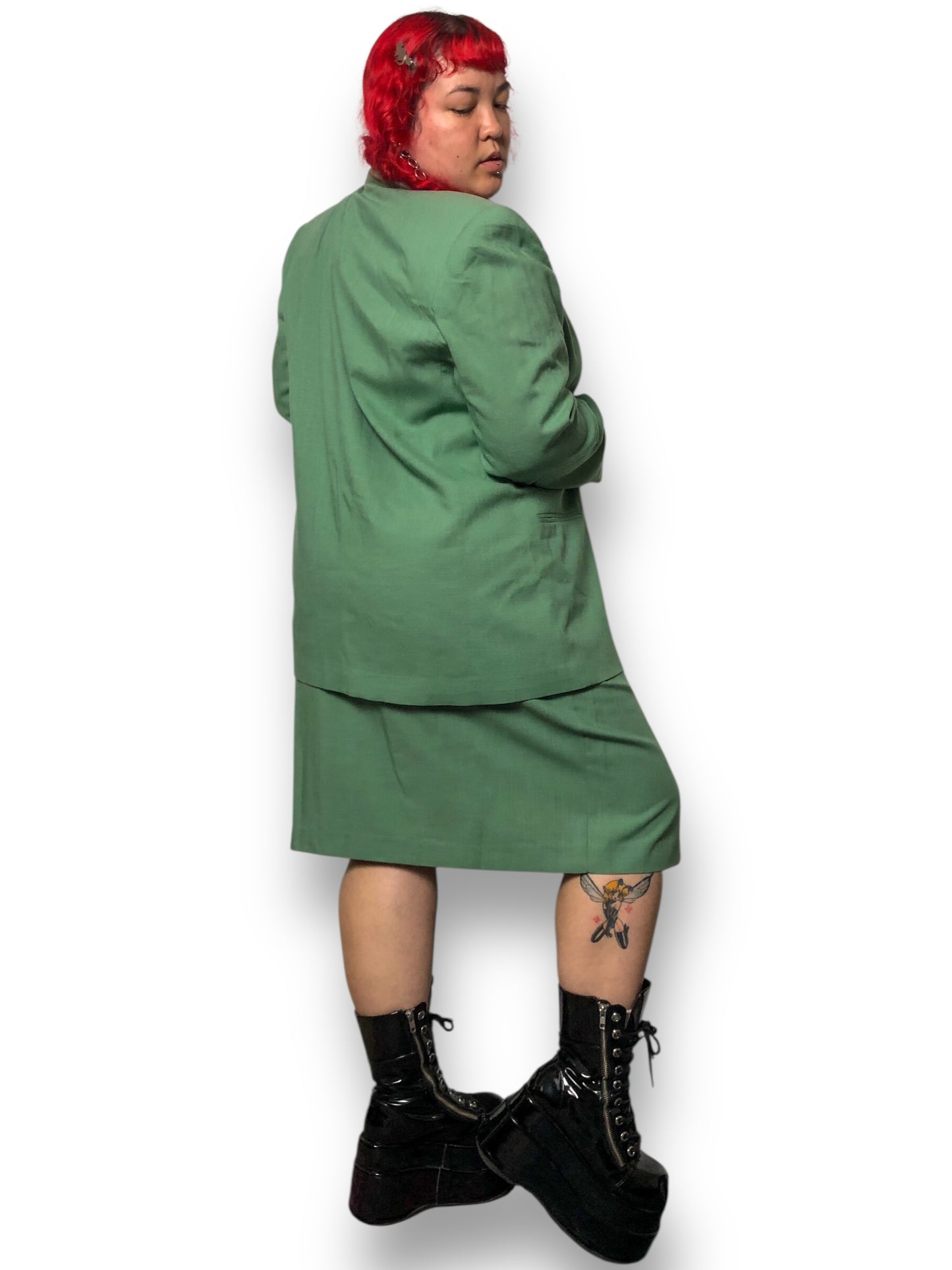 70’s August Max Woman Sage Green Skirt Suit (2X)