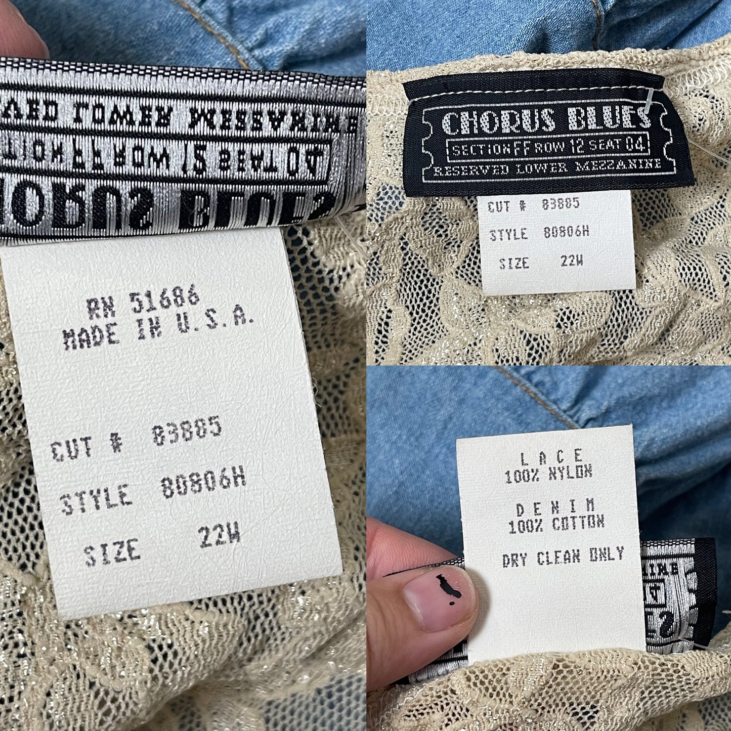 80’s/90’s Prairie Lace Denim Tiered Dress (3X)
