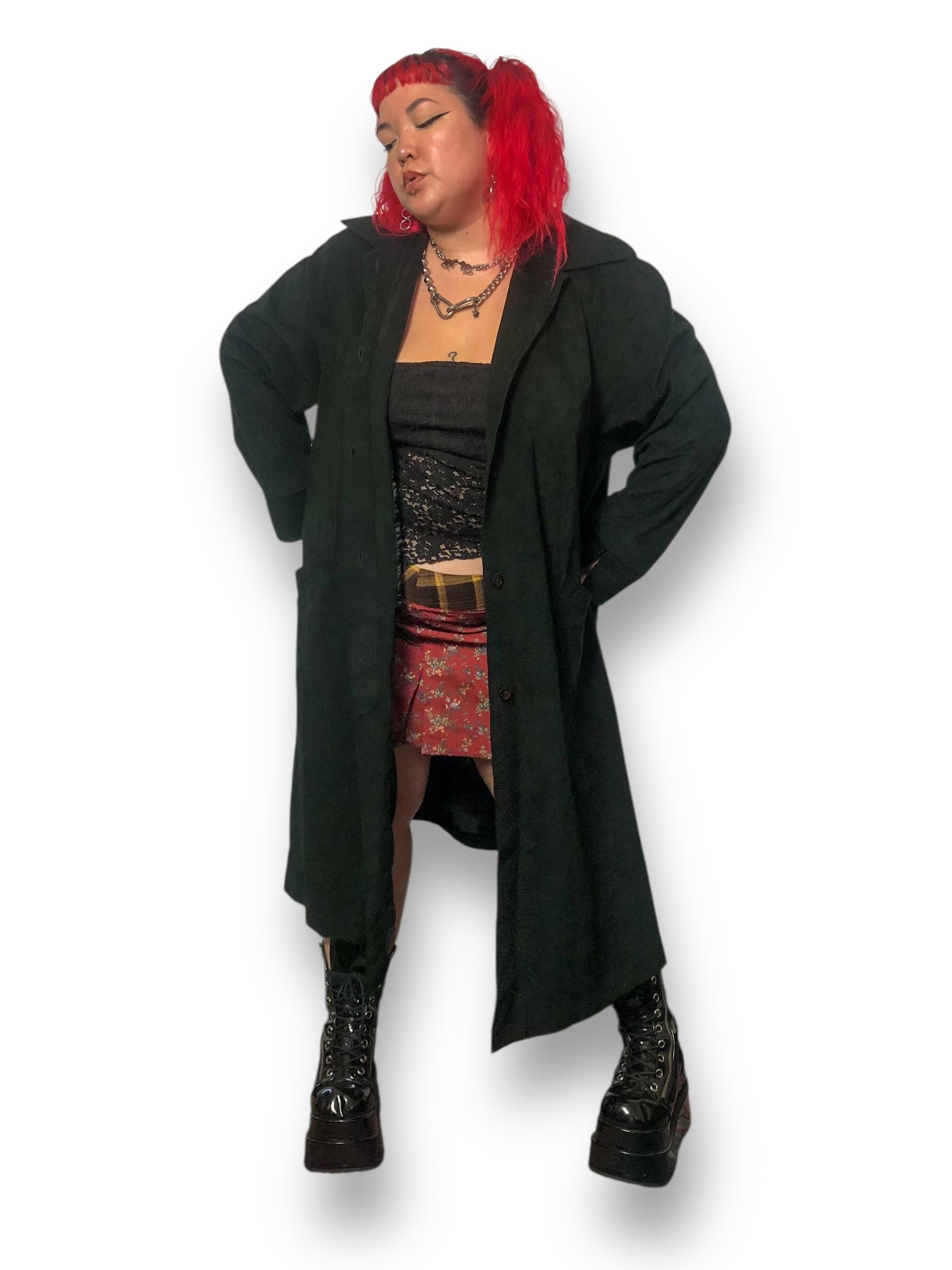 70’s/80’s Samuel Robert by Peter Hatsi Androu Black Trench Coat (2X)