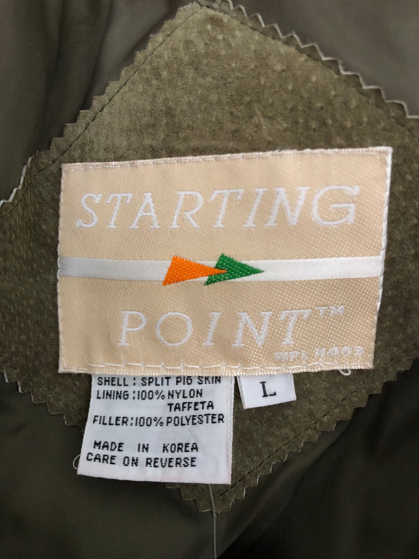 80’s Starting Point Olive Green Leather Jacket (L/XL)