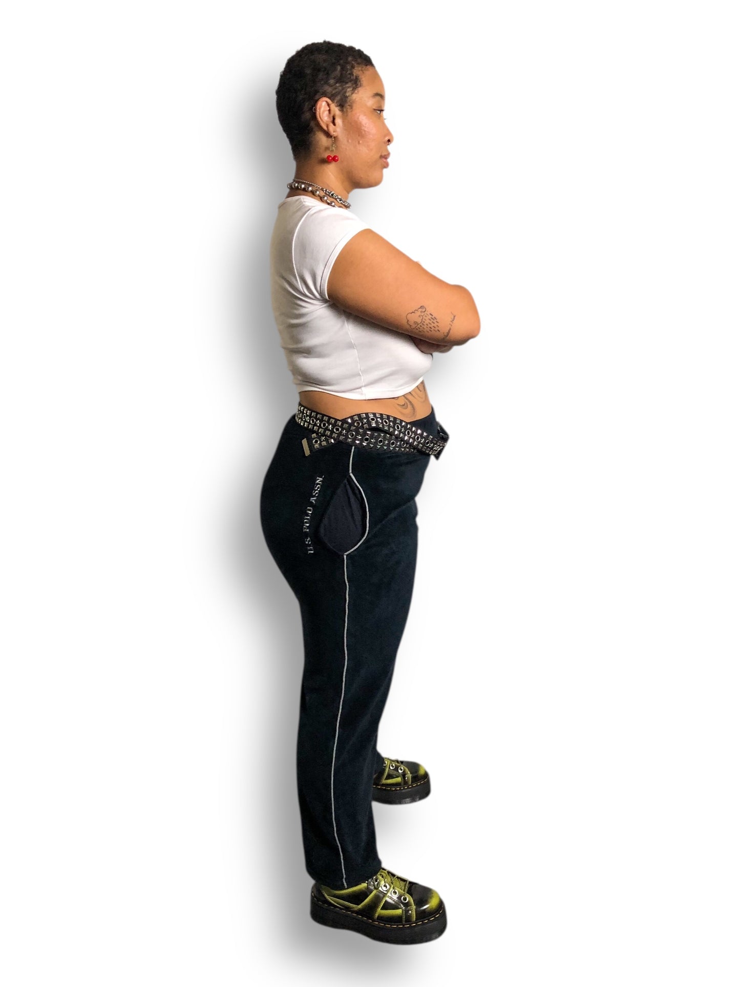 Y2K U.S. Polo Assocation Black Velour Track Pants (M/L/XL/2X)