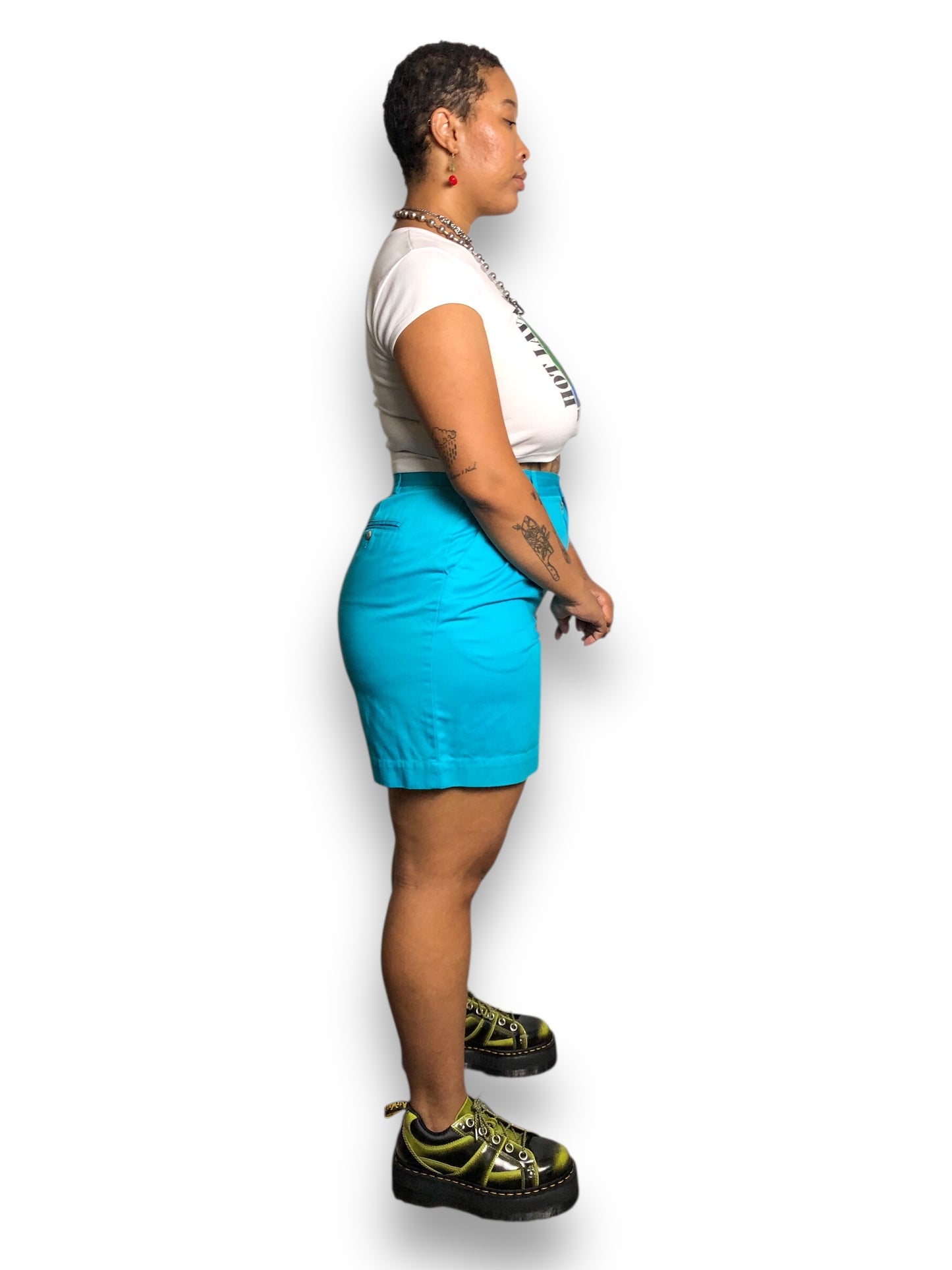 90’s/Y2K Lizsport by Liz Claiborne Turquoise Pleated Shorts (XL)