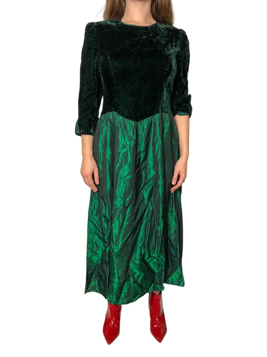 80’s Lanz Originals Dark Green Retro Prom Dress (L/XL)